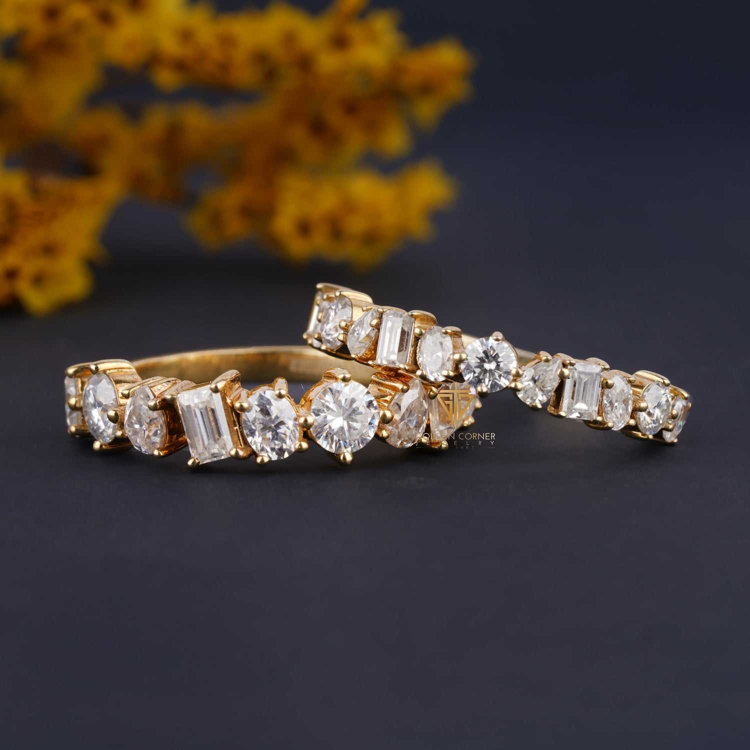 Cluster Multi-Shape Baguette Moissanite Wedding Band