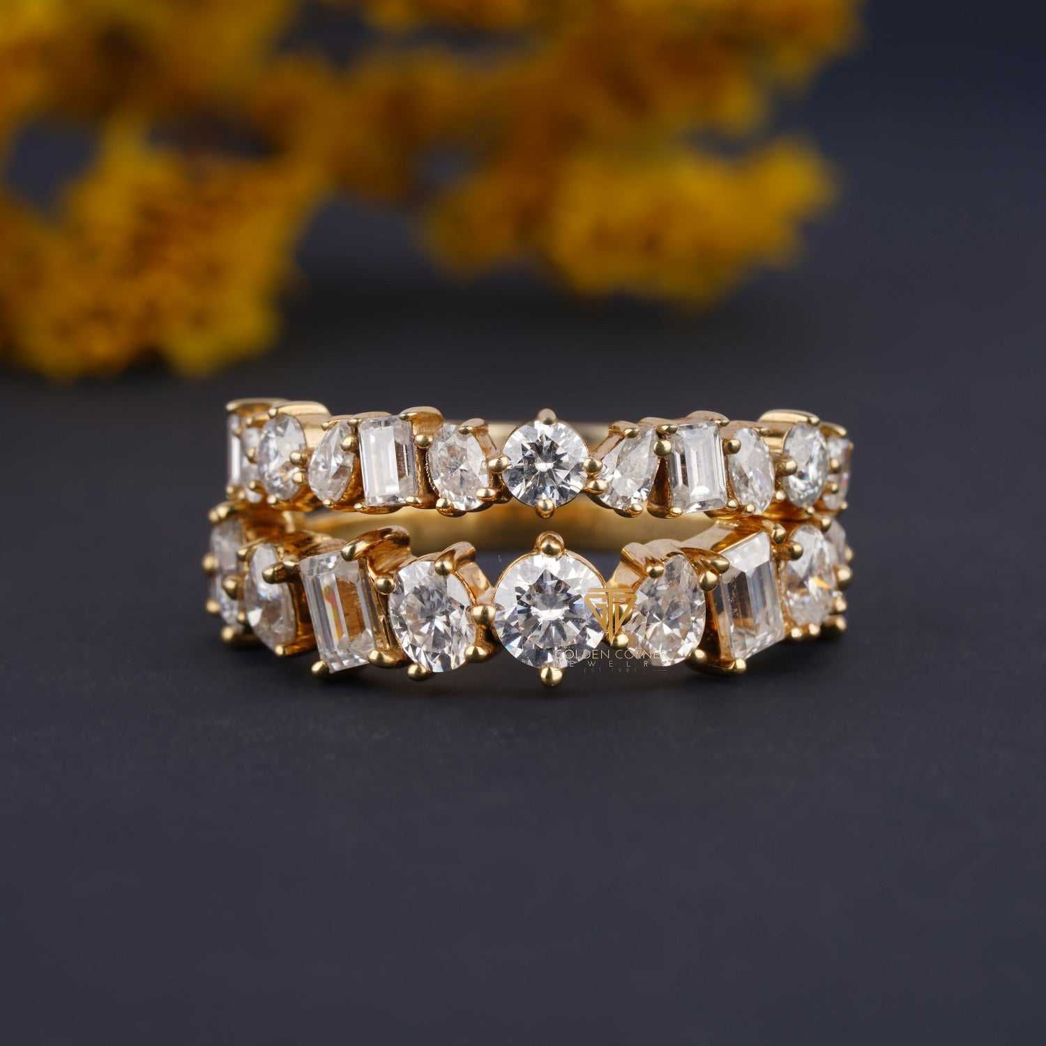 Cluster Multi-Shape Baguette Moissanite Wedding Band