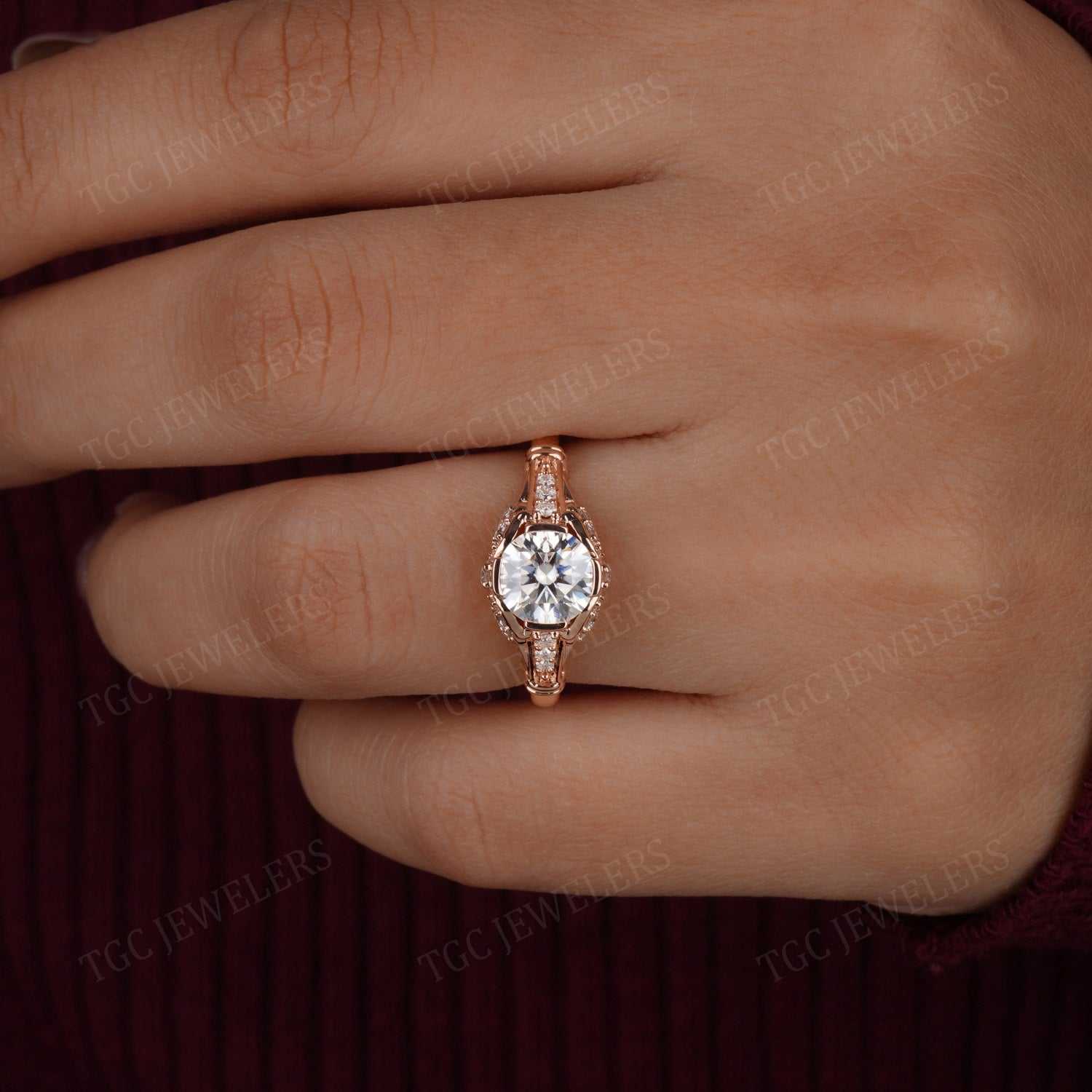 Brilliant Round Shape Moissanite Bezel & Prong Set Ring