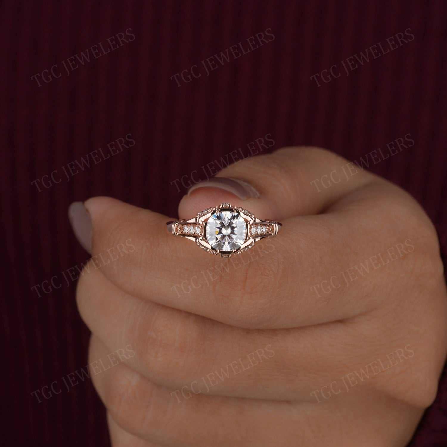 Brilliant Round Shape Moissanite Bezel & Prong Set Ring