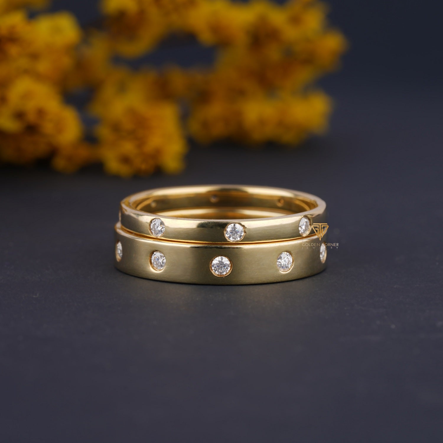 Round Moissanite Flush Set Full Eternity Wedding Band