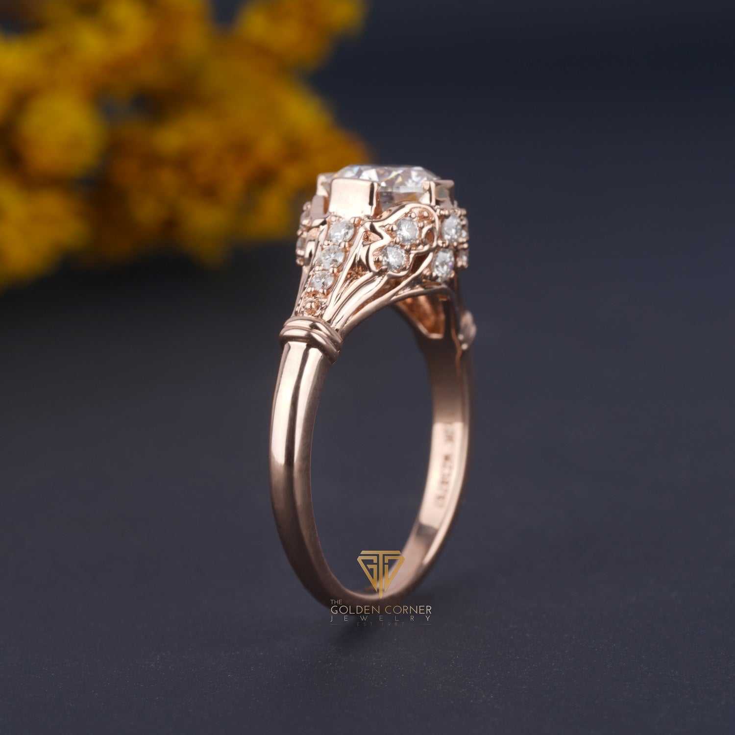 Brilliant Round Shape Moissanite Bezel & Prong Set Ring