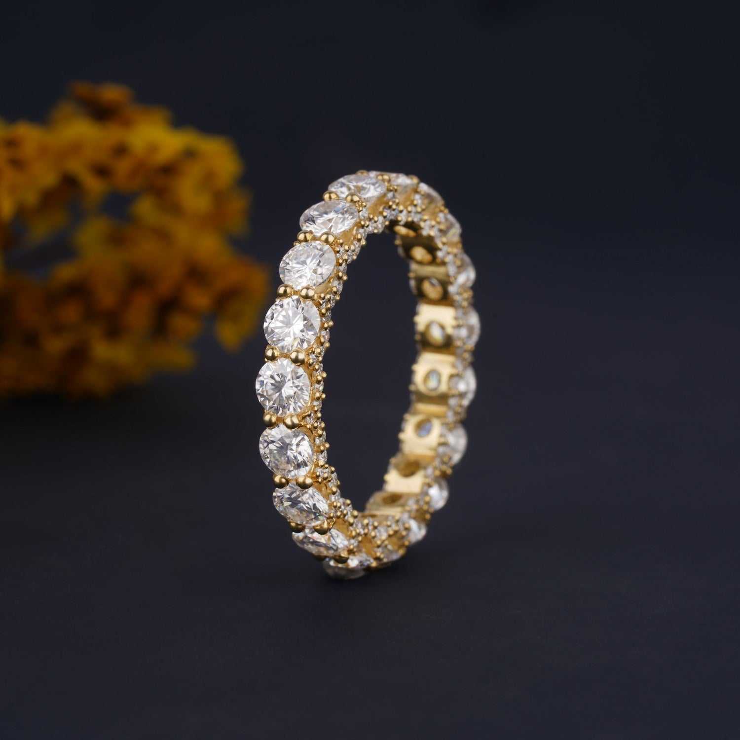 Bezel Set Moissanite Prong Setting Full Eternity Wedding Band