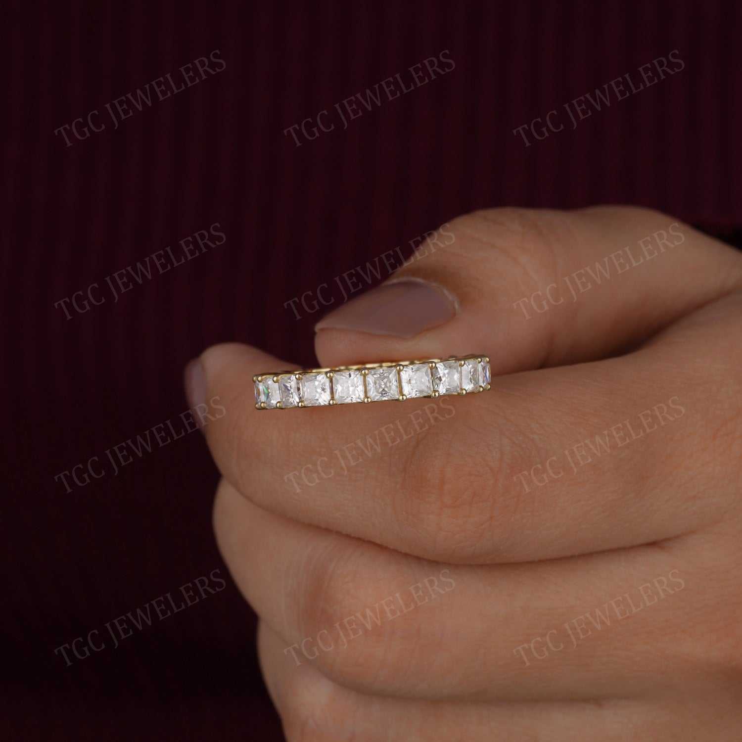 Classics Princess Cut Moissanite Full Eternity Wedding Band