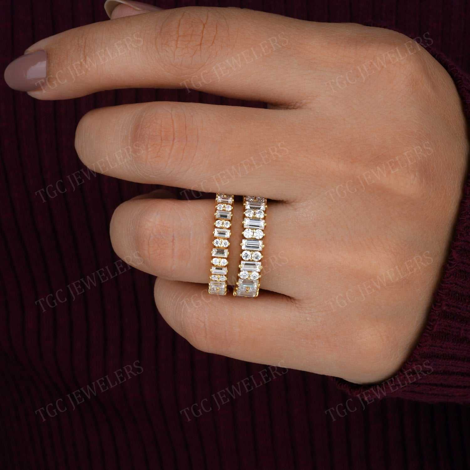 3.00 CT Vintage Baguette Moissanite Full Eternity Wedding Band