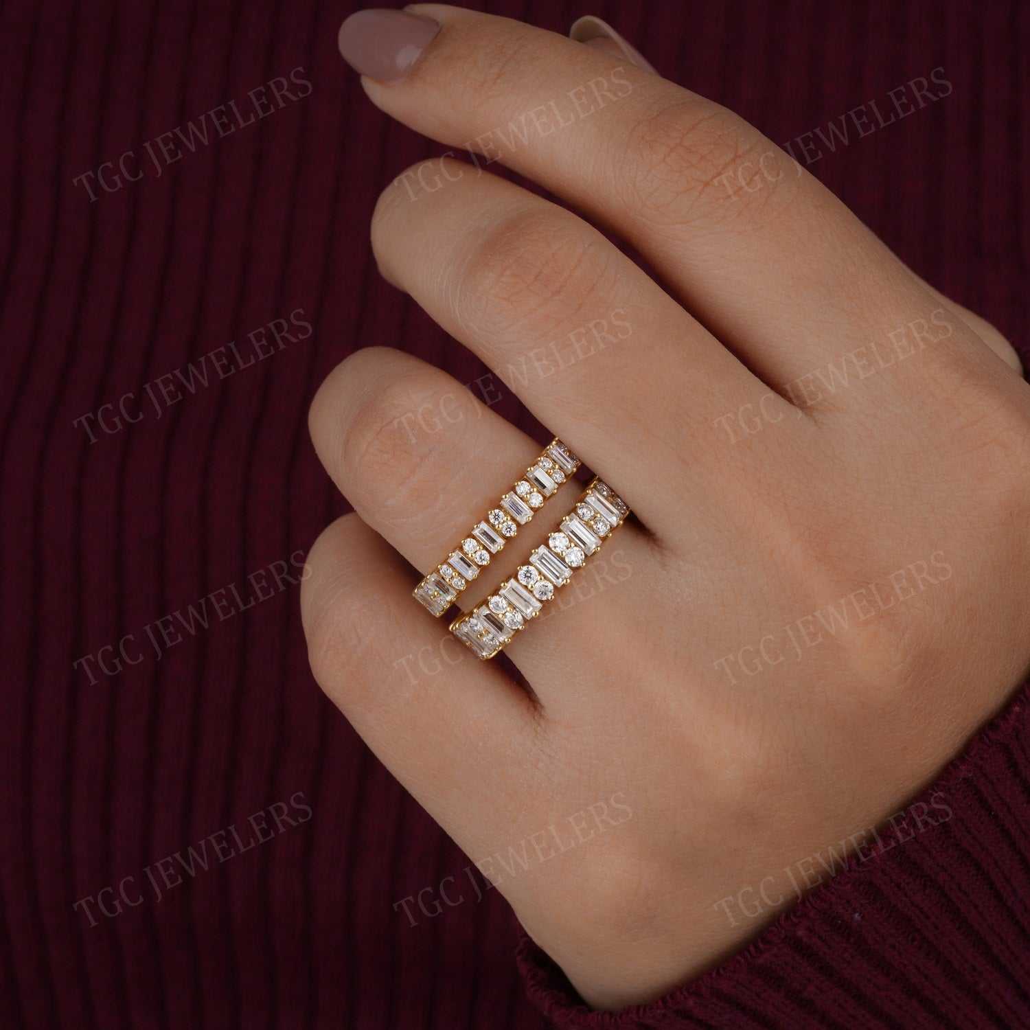 3.00 CT Vintage Baguette Moissanite Full Eternity Wedding Band