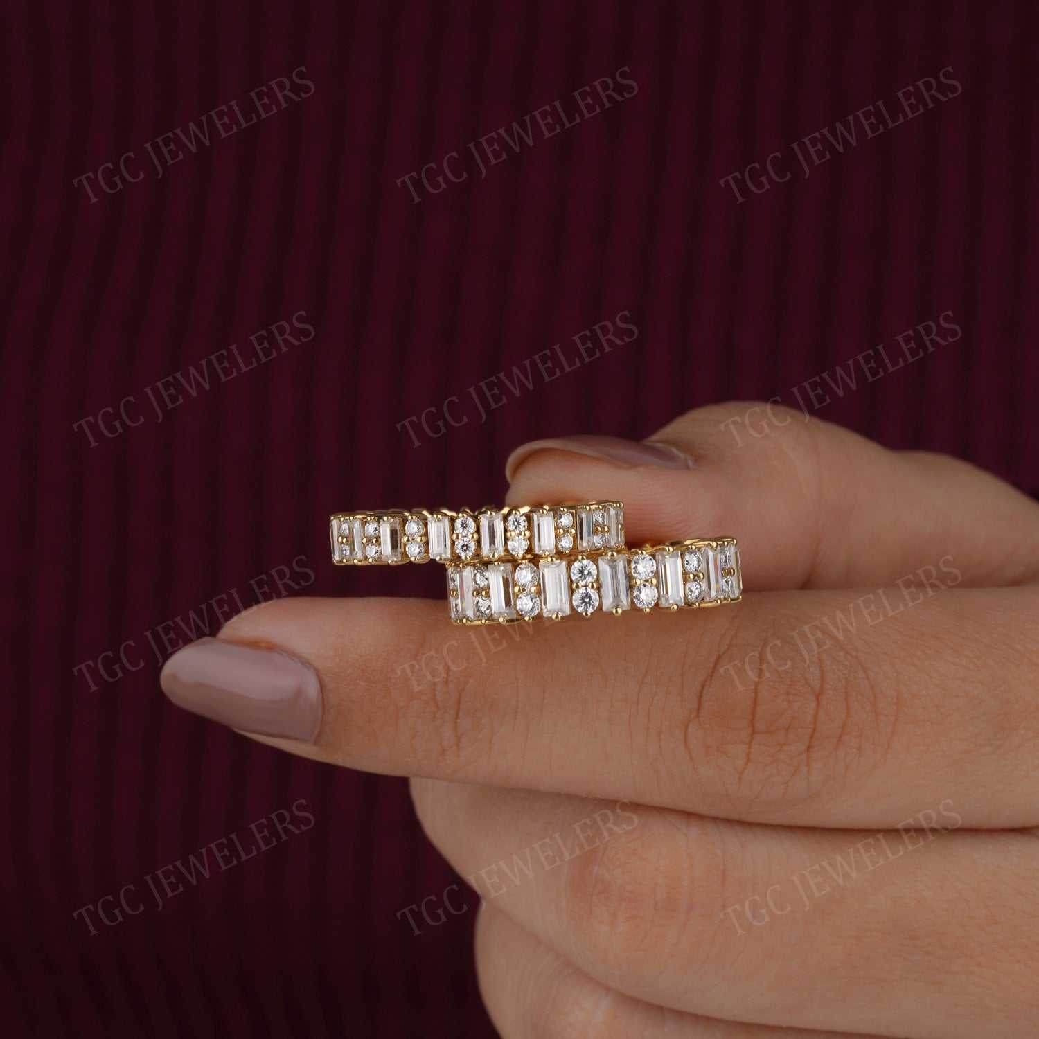 3.00 CT Vintage Baguette Moissanite Full Eternity Wedding Band