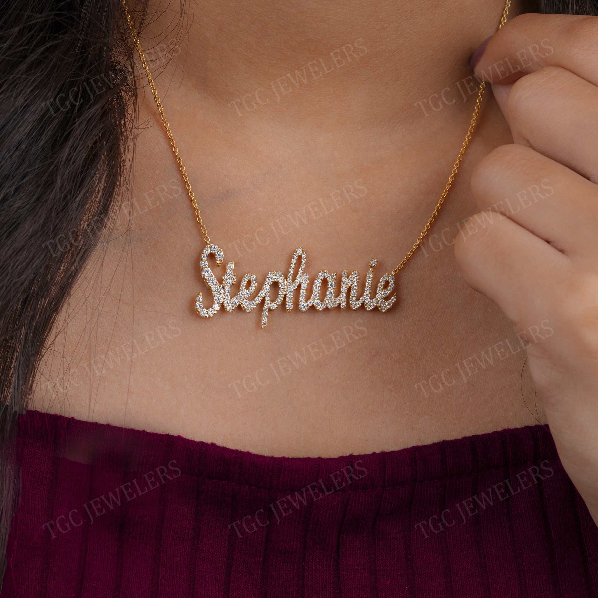 Moissanite Personalized Name Pendant Necklace For Women