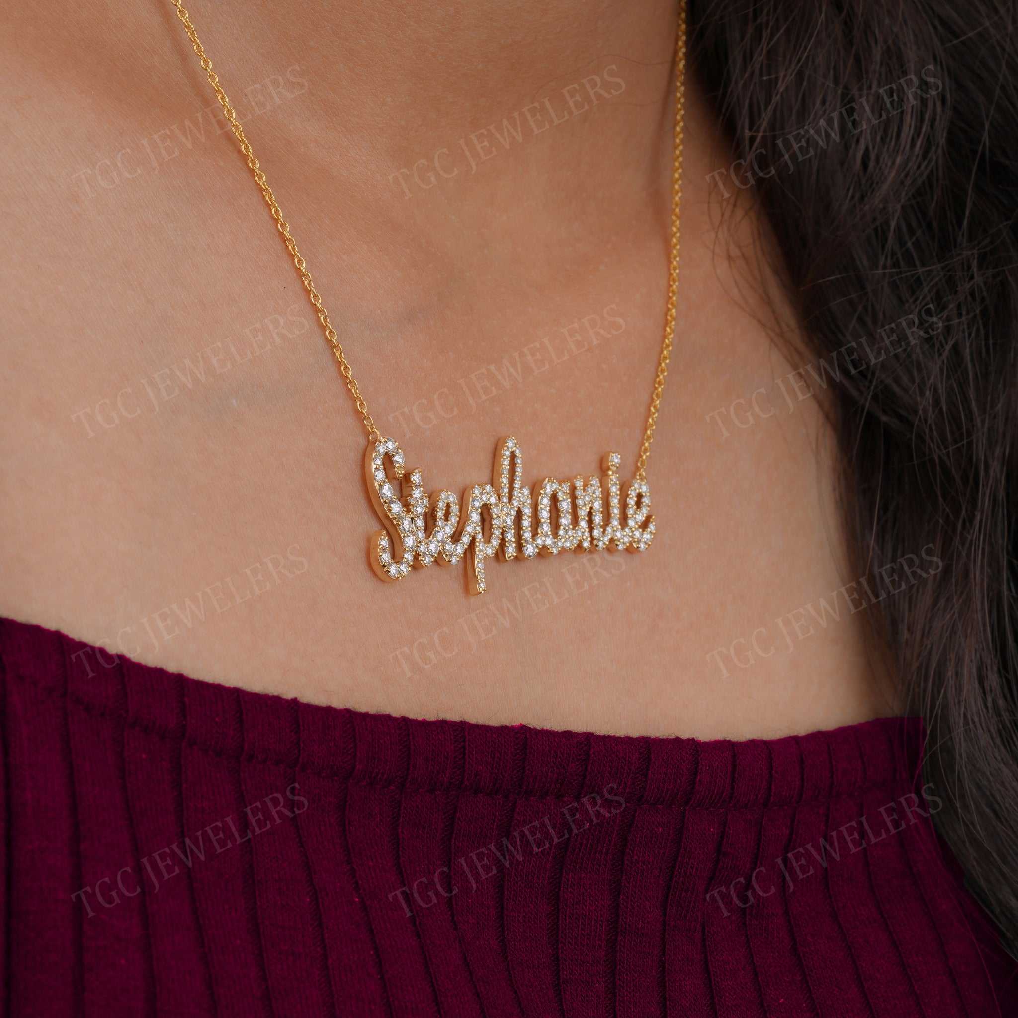 Moissanite Personalized Name Pendant Necklace For Women