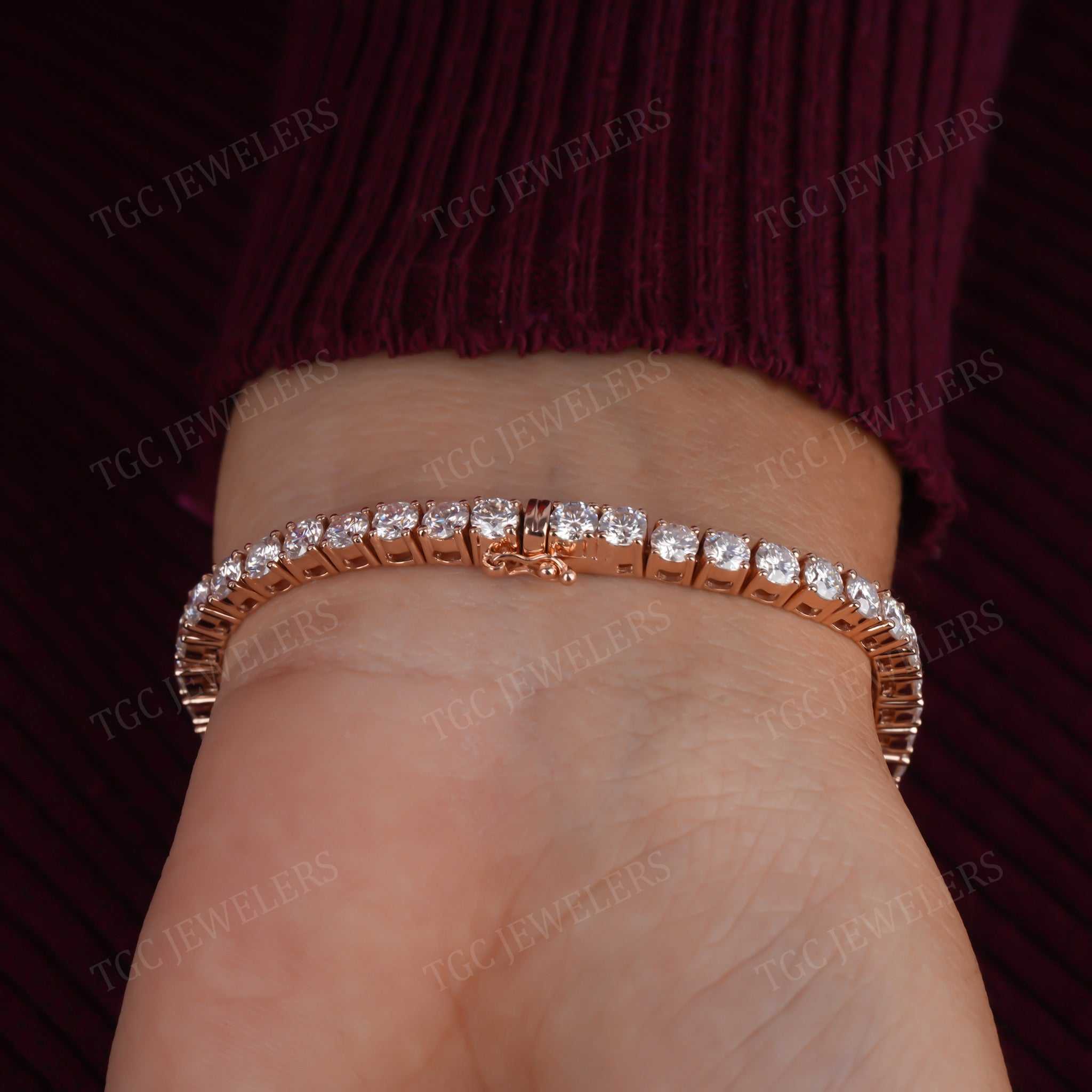 4 MM Round Cut Moissanite Womens Wedding Tennis Bracelet