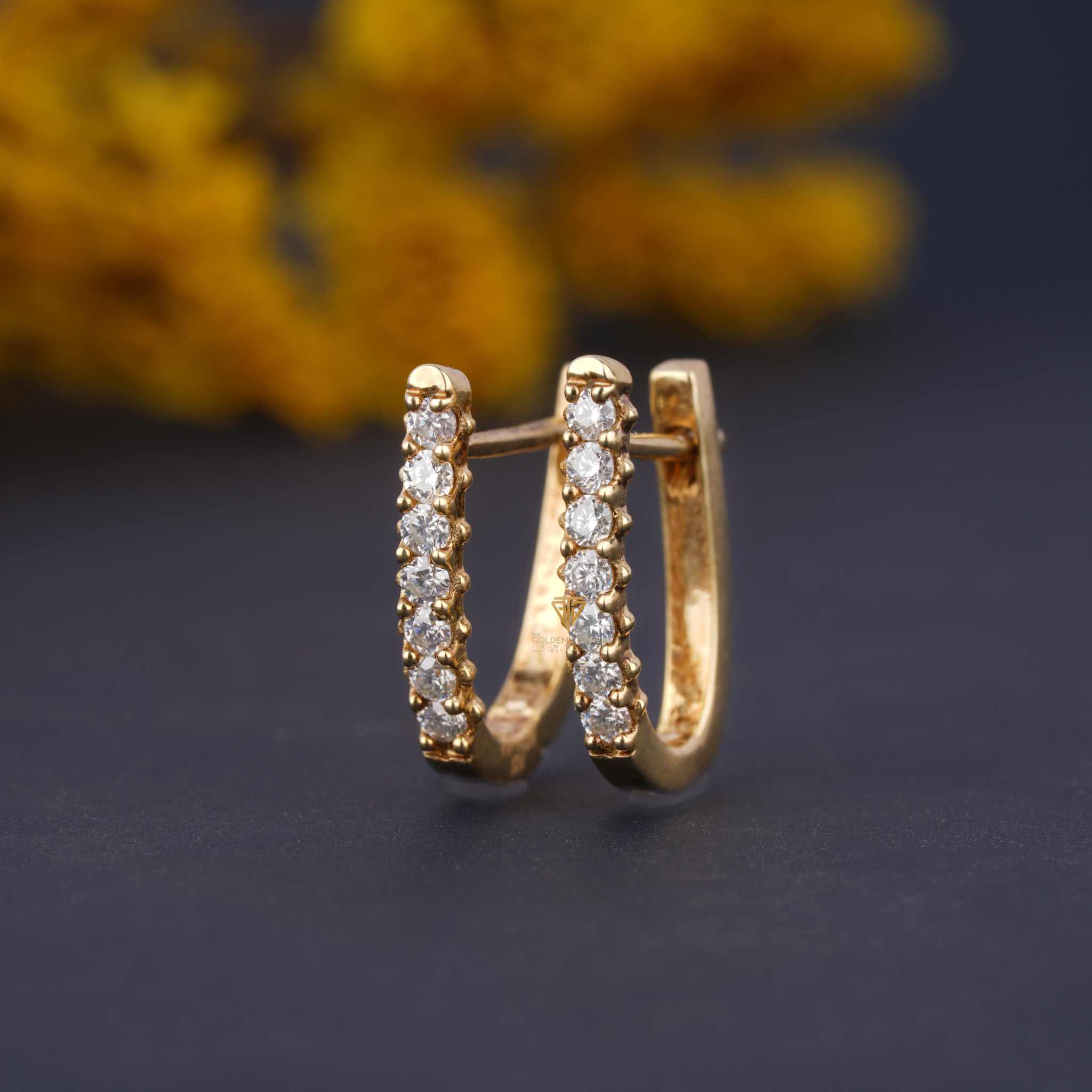 Hoop Huggie Moissanite Prong Set Round Brilliant Earrings