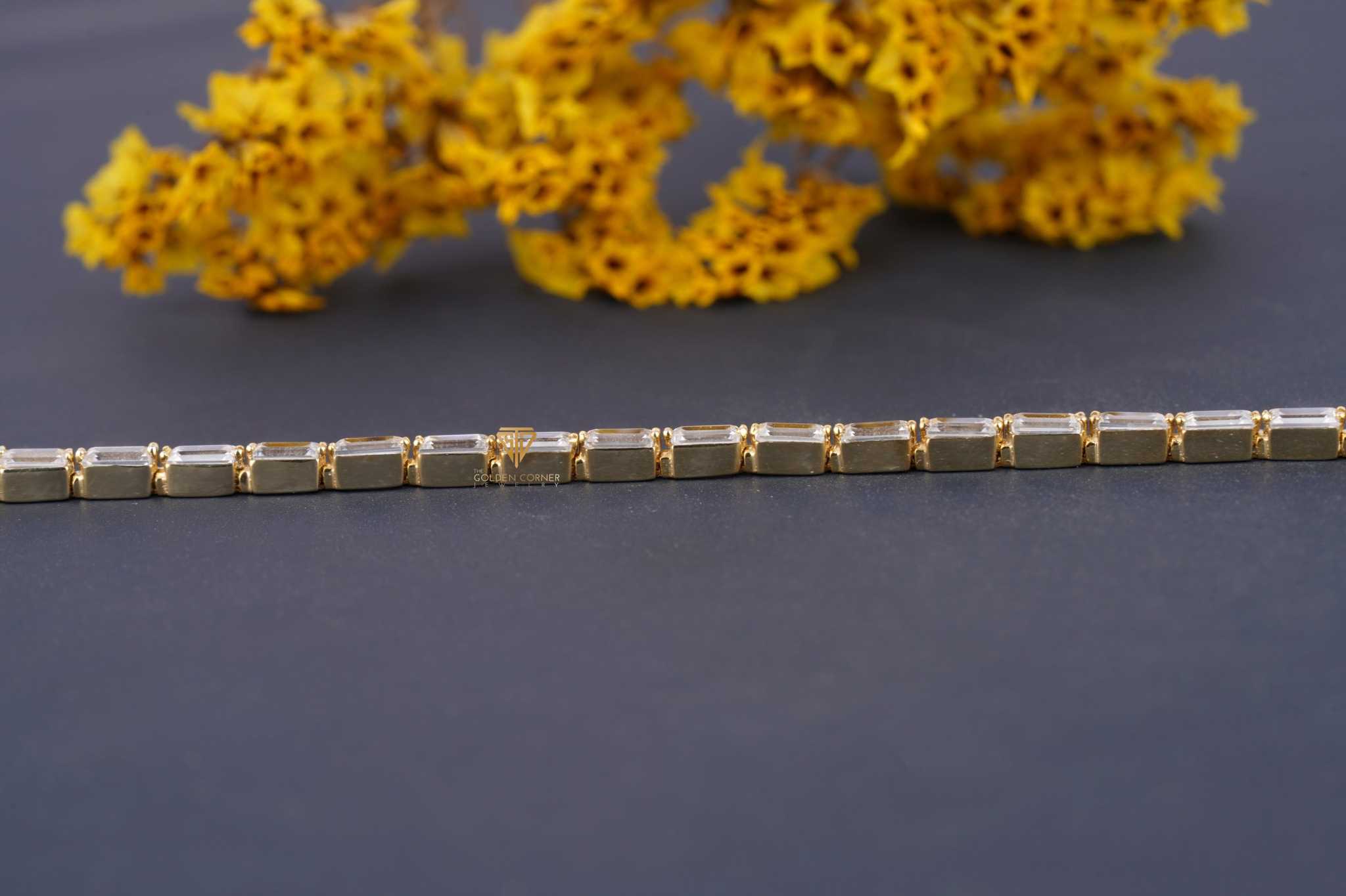 Baguette Cut Moissanite Dainty Minimalist Tennis Bracelet