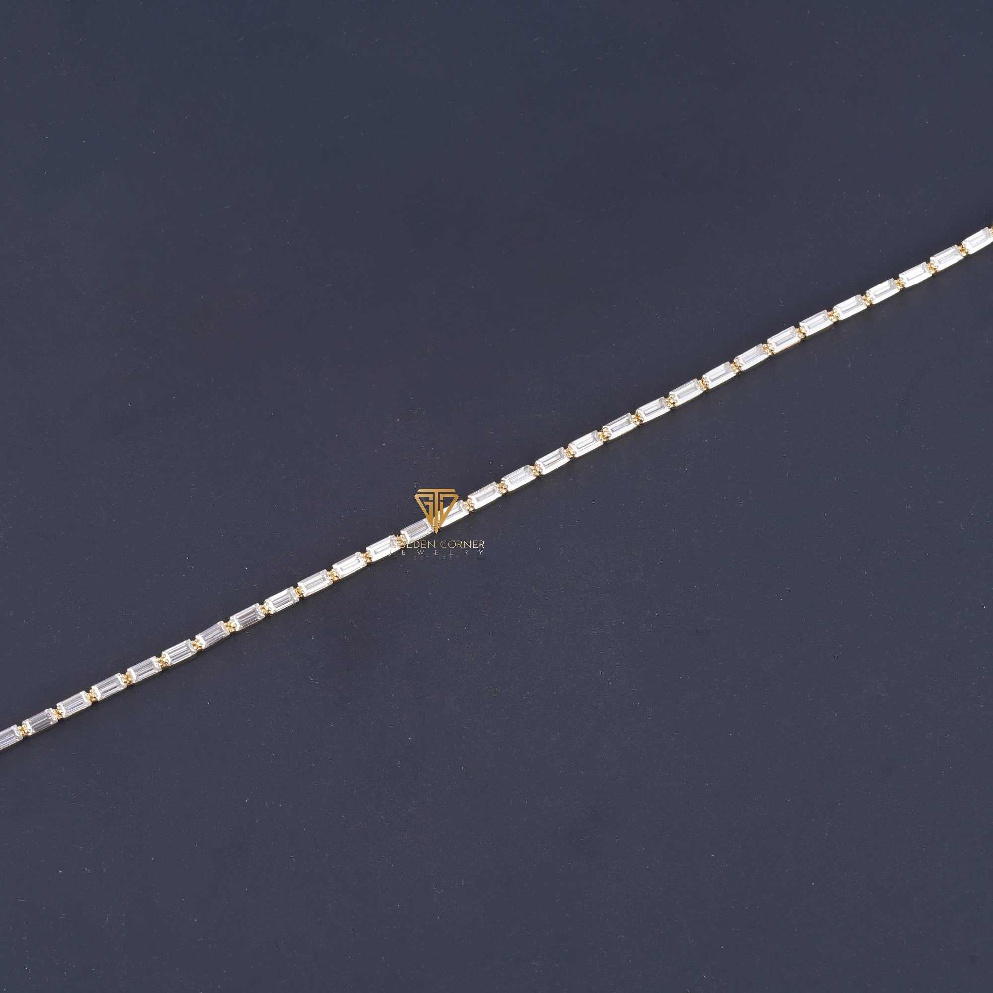 Baguette Cut Moissanite Dainty Minimalist Tennis Bracelet