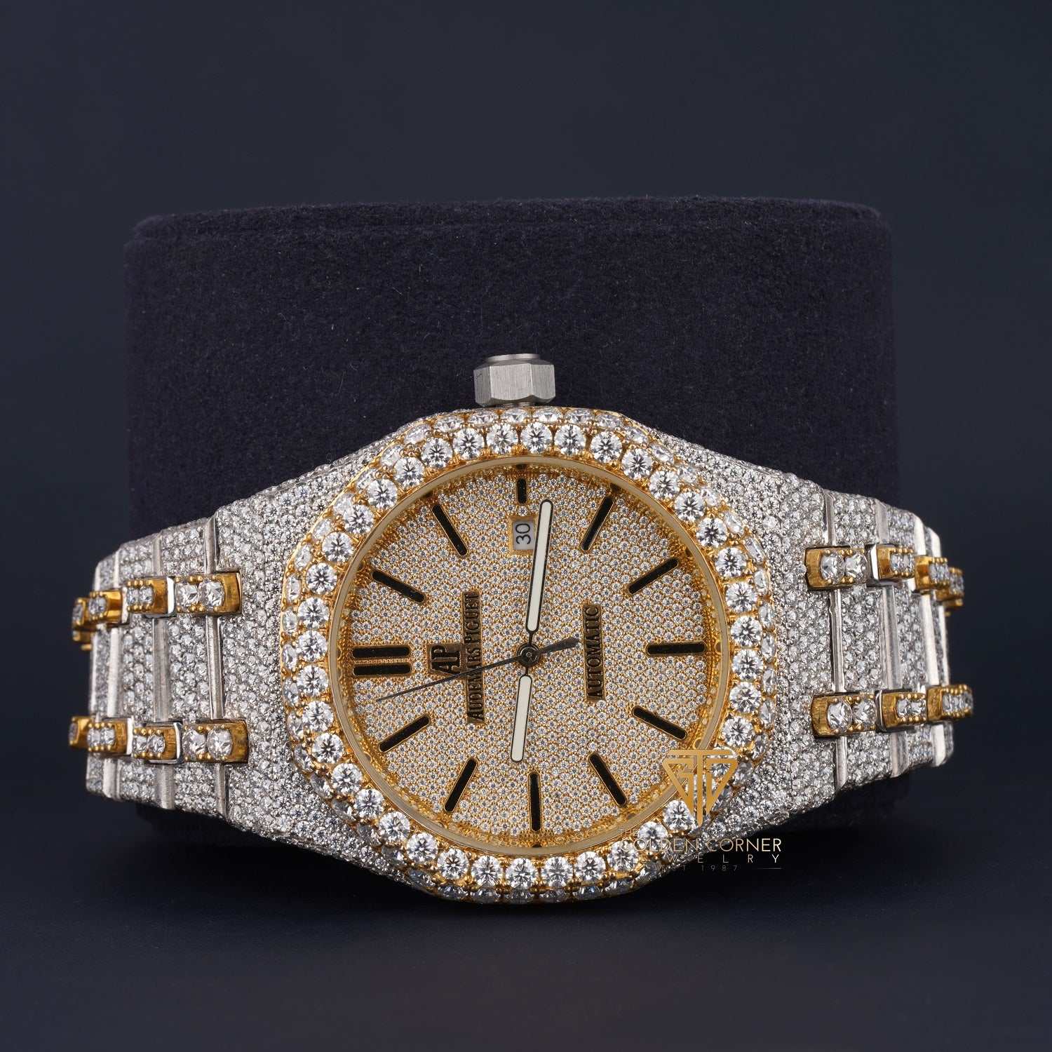 Iced Out Round Cut Moissanite Diamond Japan Automatic Men's Watch