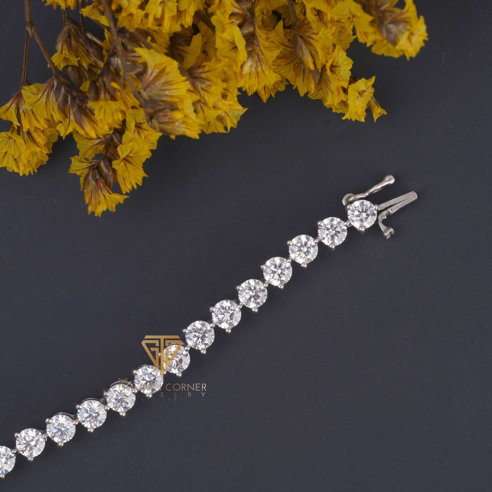 Moissanite Round Cut Three Prongs Set Womens Tennis Bracelet