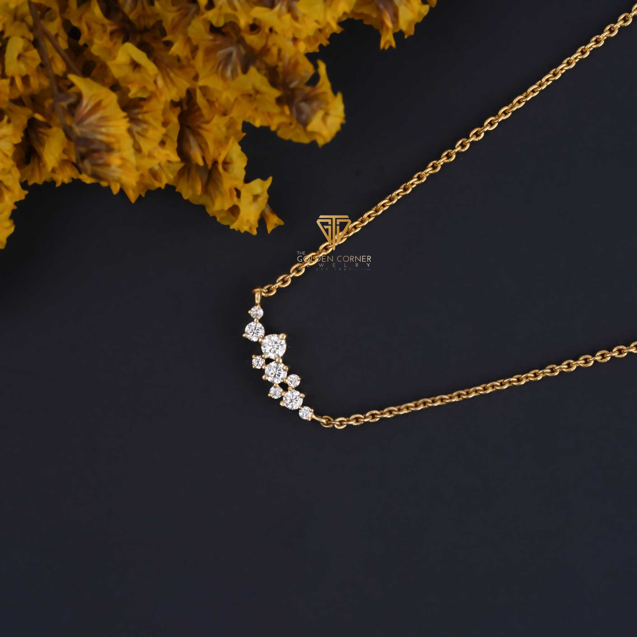 Round Moissanite Unique Layering Cluster Pendant Necklace For Women