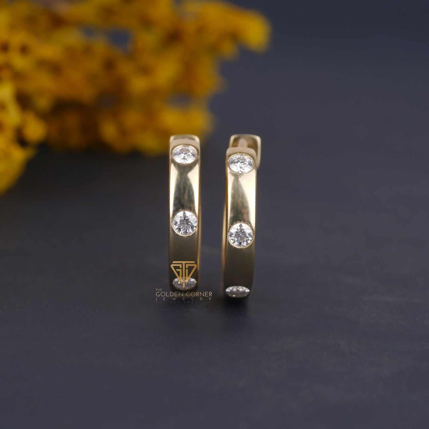 Bezel Set Brilliant Round Cut Moissanite Huggie Hoop Earring