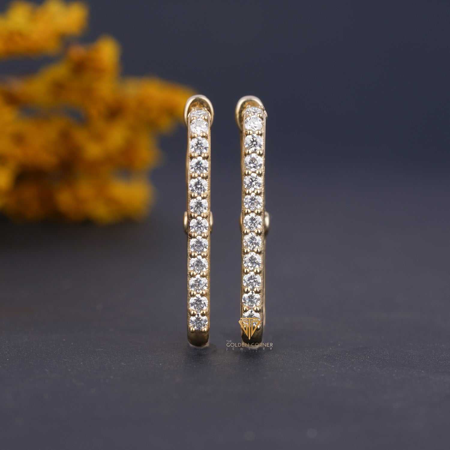 Dainity Pave Style Round Shape Moissanite Huggie Hoop Earring