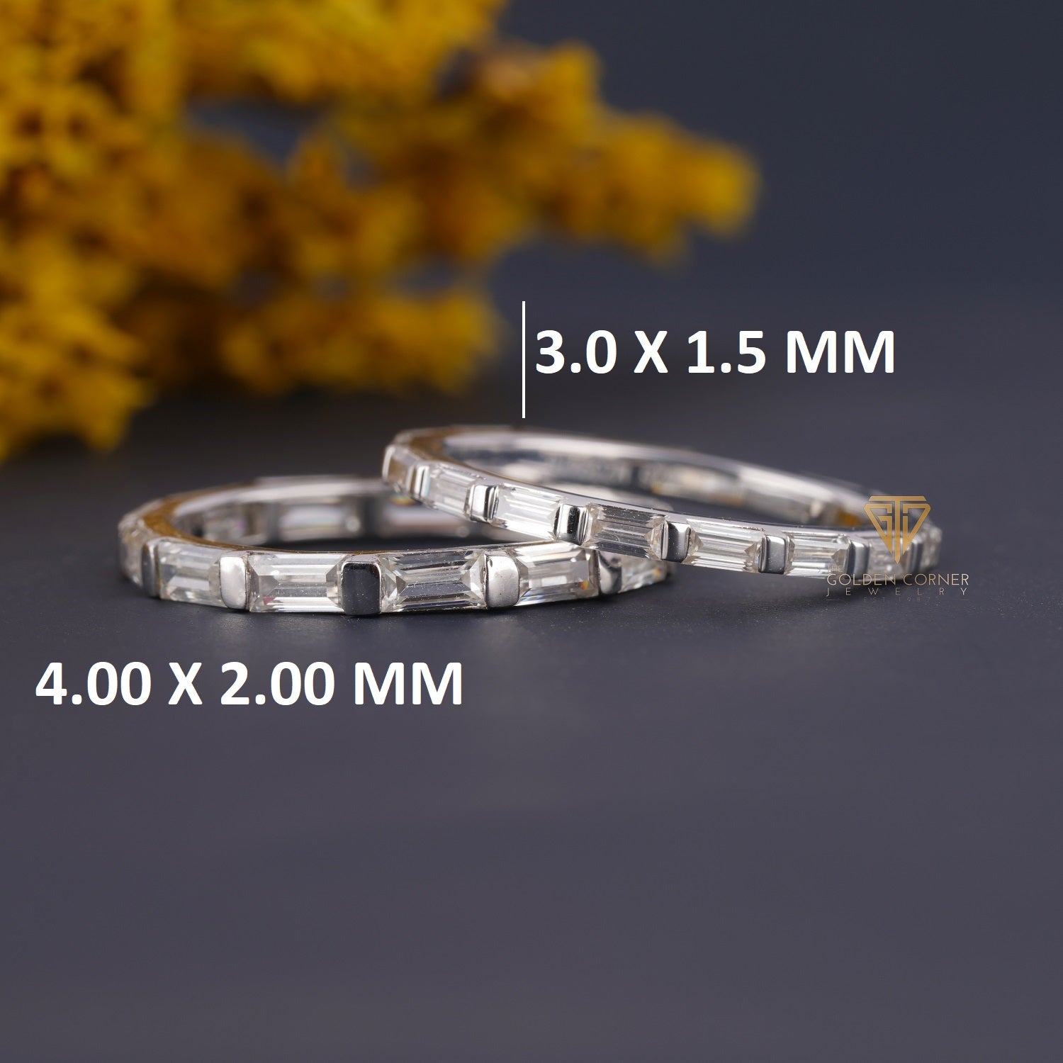 2.3/1.5 MM Bar Set Baguette Cut Moissanite Full Eternity Band