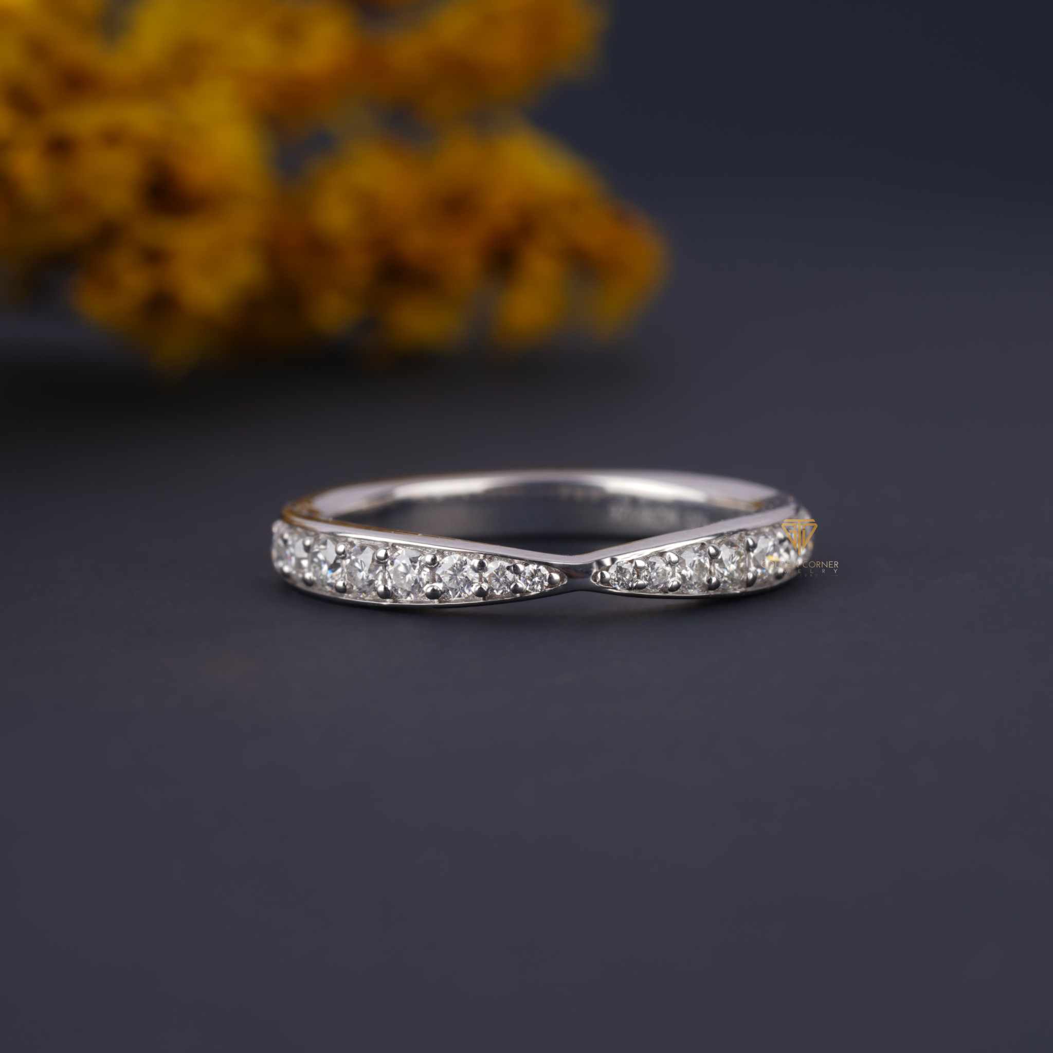 Paved Round Shaped Moissanite Minimalist Wedding Band