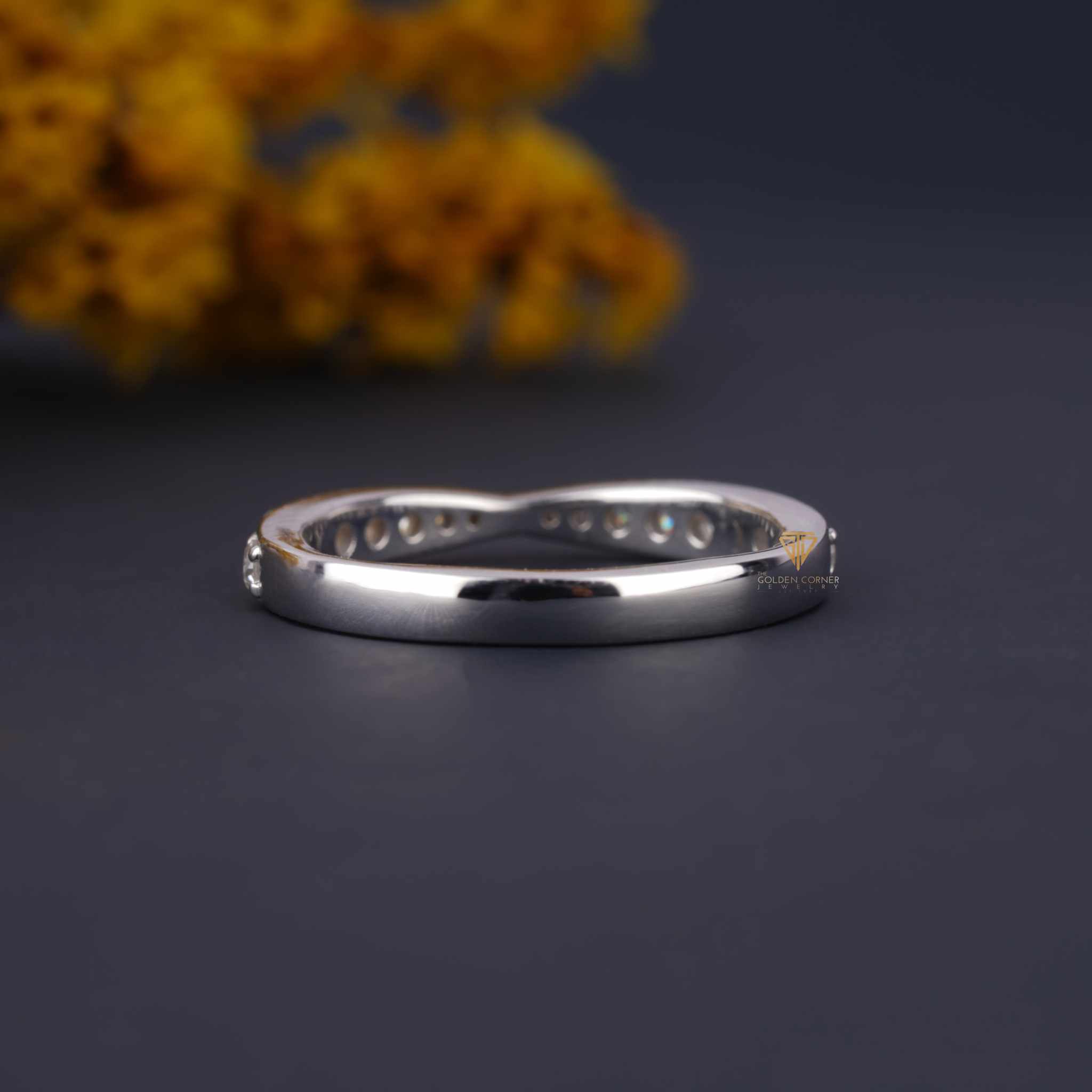 Paved Round Shaped Moissanite Minimalist Wedding Band