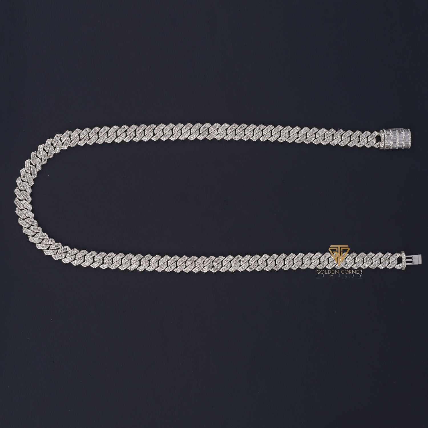 Iced Out Round & Baguette Cut Moissanite Diamond Miami Cuban Link Chain