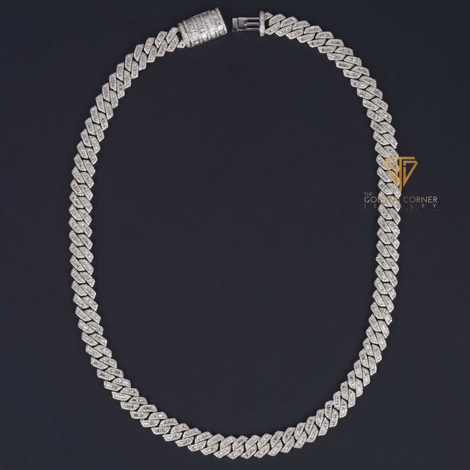 Iced Out Round & Baguette Cut Moissanite Diamond Miami Cuban Link Chain