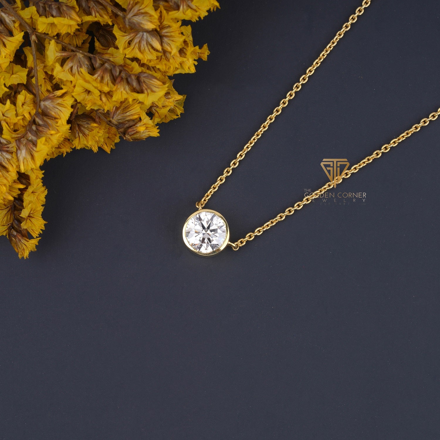 1.00 CT/5 MM  Round Shape Moissanite Diamond Necklace