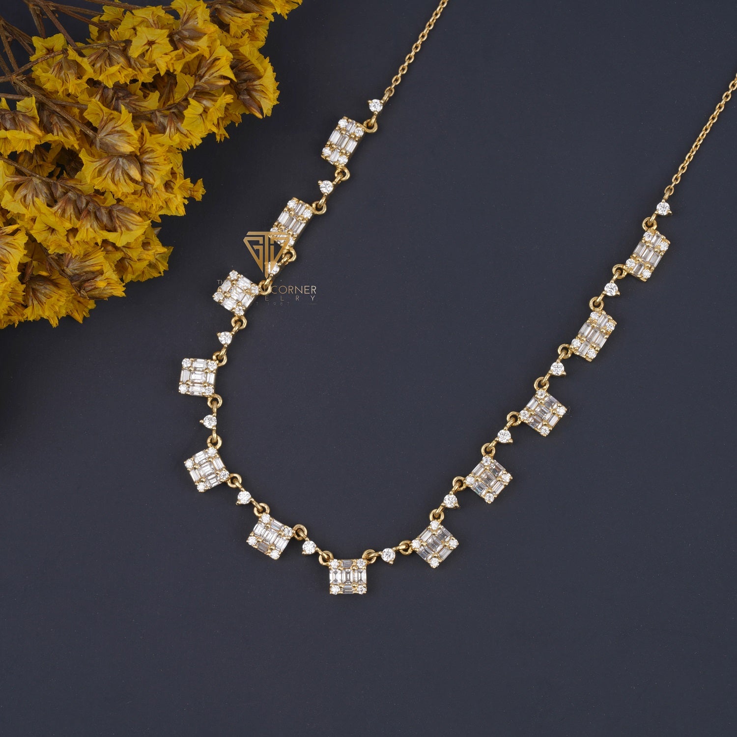 2.03 CT Baguette & Round Cut Moissanite Diamond Necklace