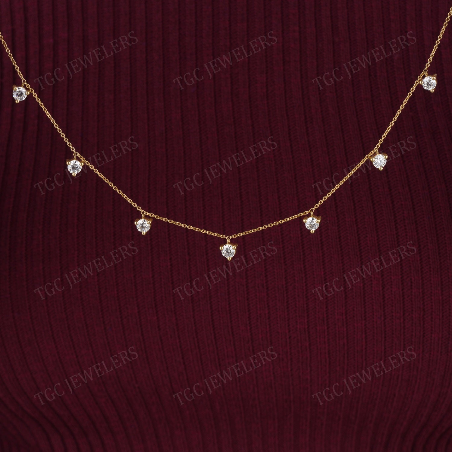 2.0 CT/4.0MM Round Cut Moissanite Diamond Chain Necklace