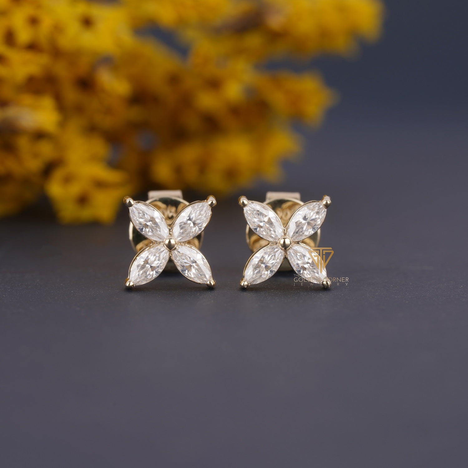 1.00 CT/ 6.5 MM Blossom Marquise Cut Moissanite Diamond Earrings