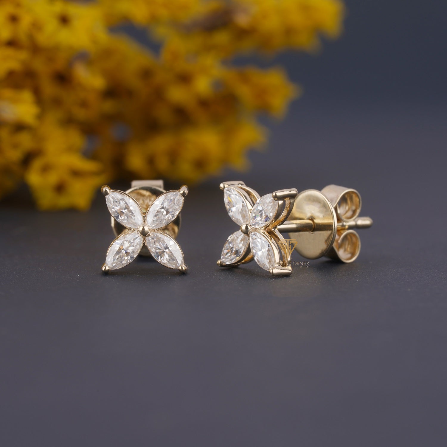 1.00 CT/ 6.5 MM Blossom Marquise Cut Moissanite Diamond Earrings