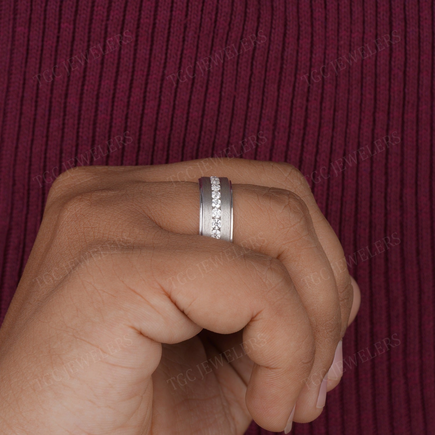 1.50 CT/8.00MM Channel Set Round Cut Moissanite Band