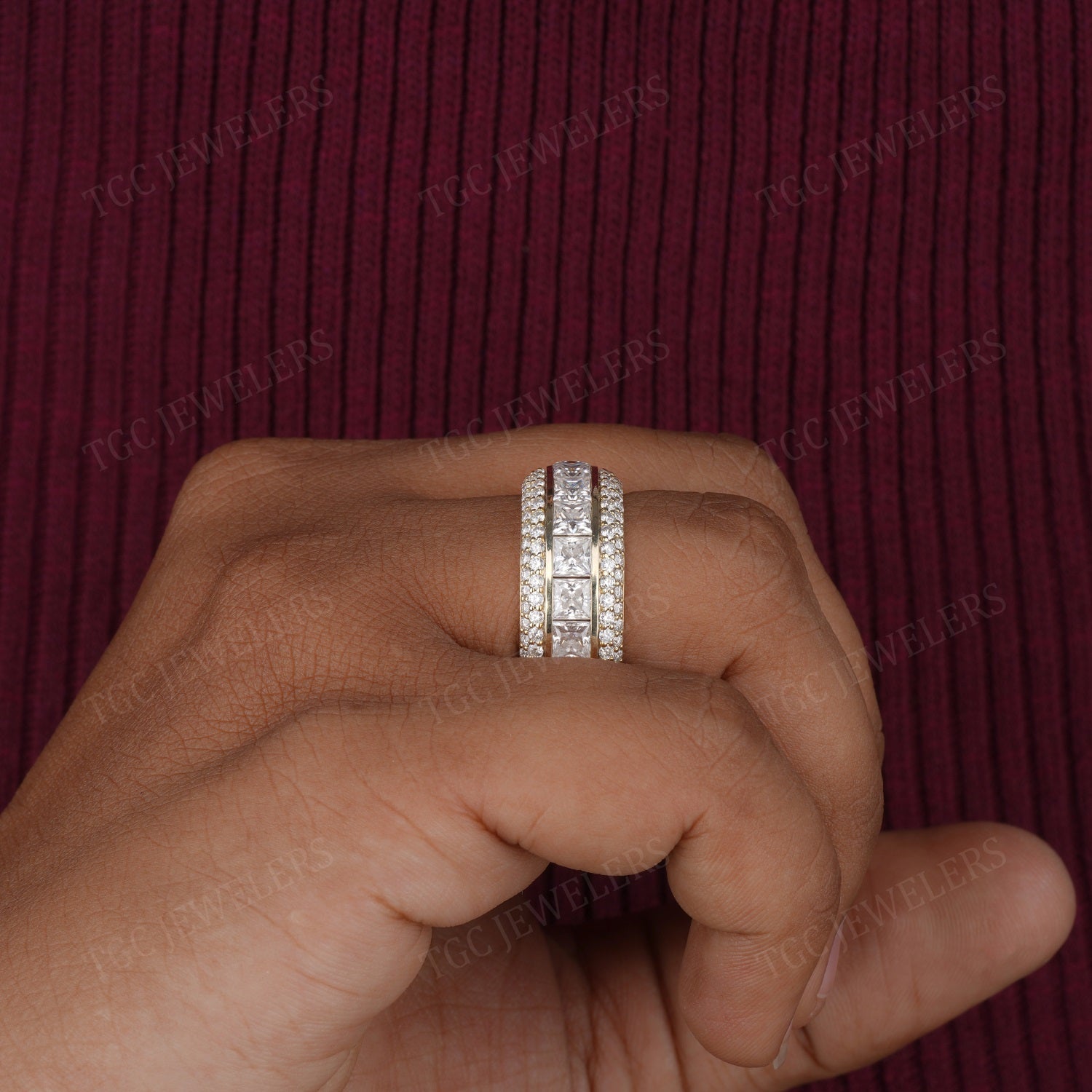 13.00 CT/9.00MM Channel Set Princess Cut Moissanite Band