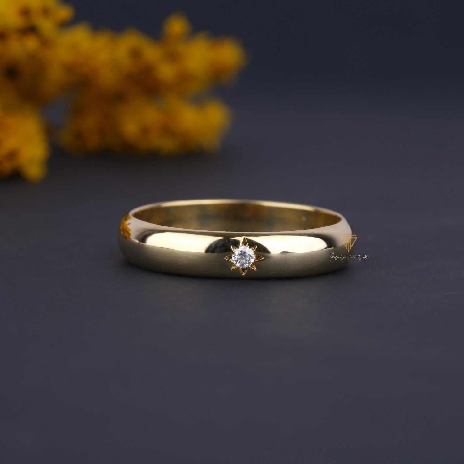 Flush Set Moissanite Round Shape Minimalist Wedding Band