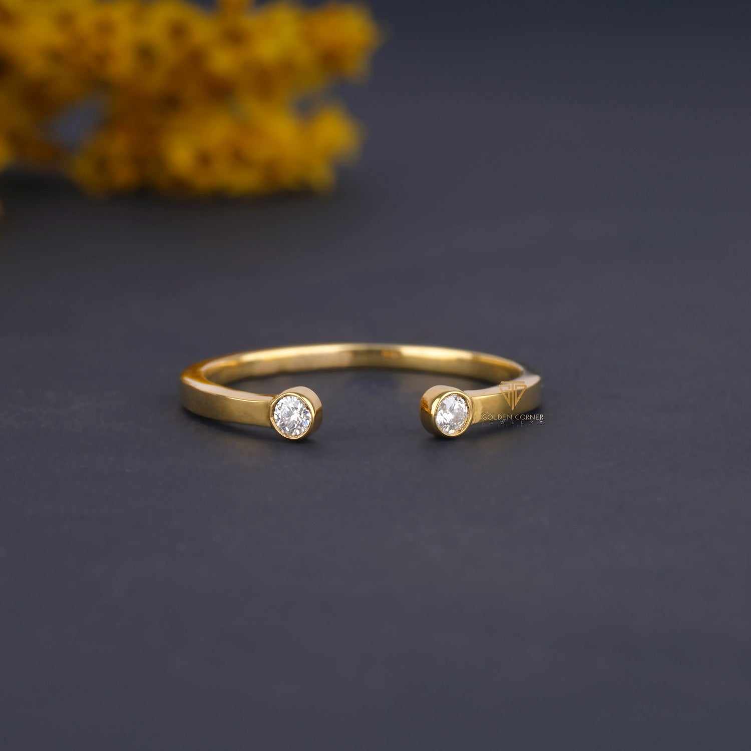 Two Stone Infinite Elements Round Shape Open Band Ring