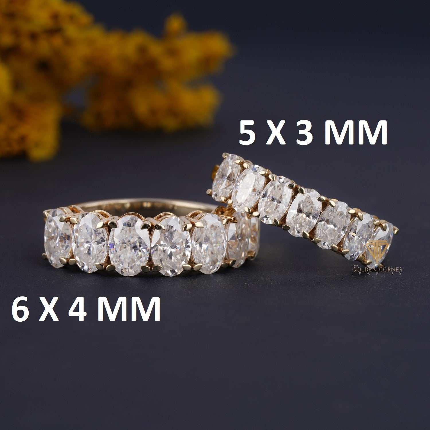 7 Stone Vintage Prong Set Moissanite Stackable Band