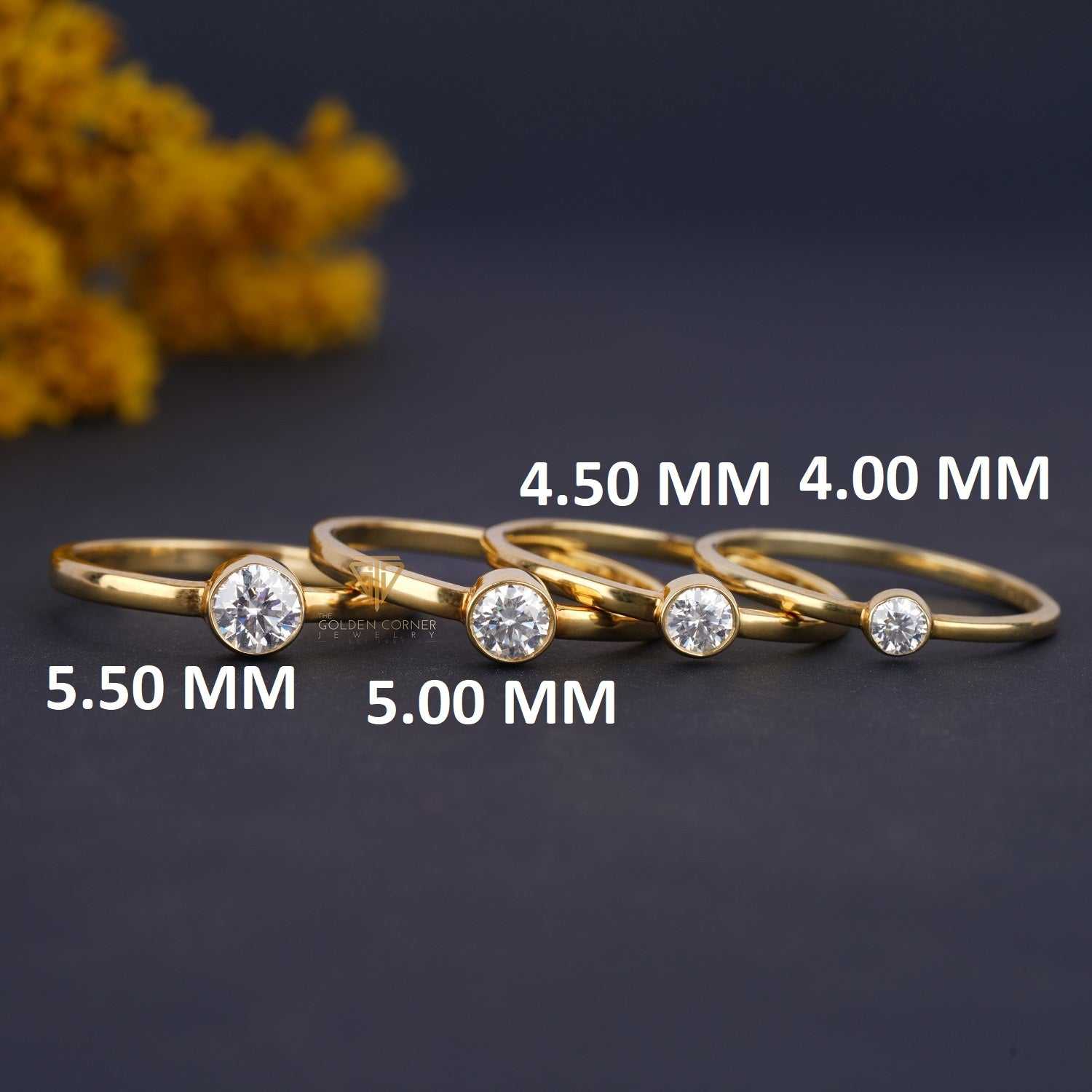 Bezel Set Delicate Moissanite Stacking Solitaire Band