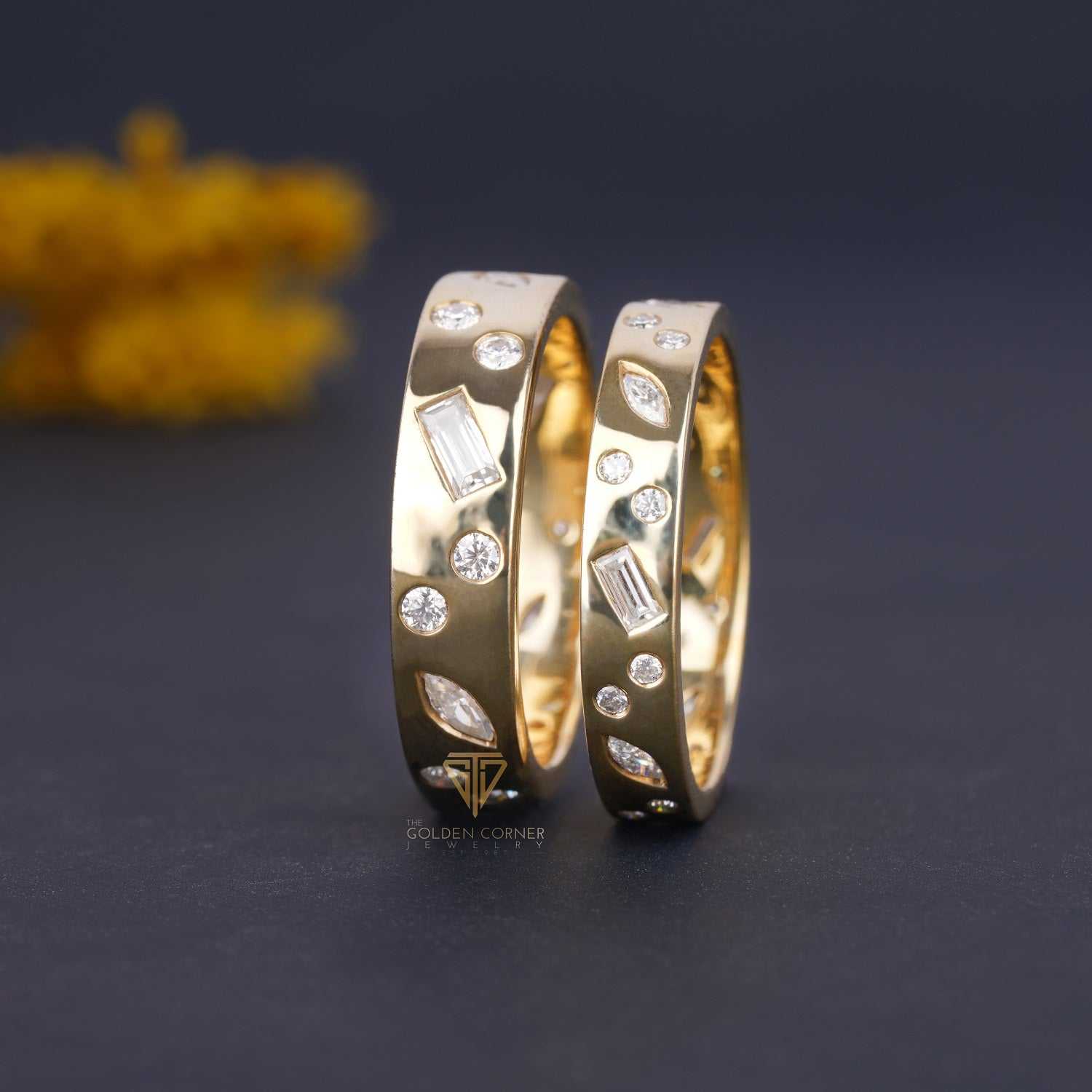 Flush Set Baguette Moissanite Minimalist Stacking Band