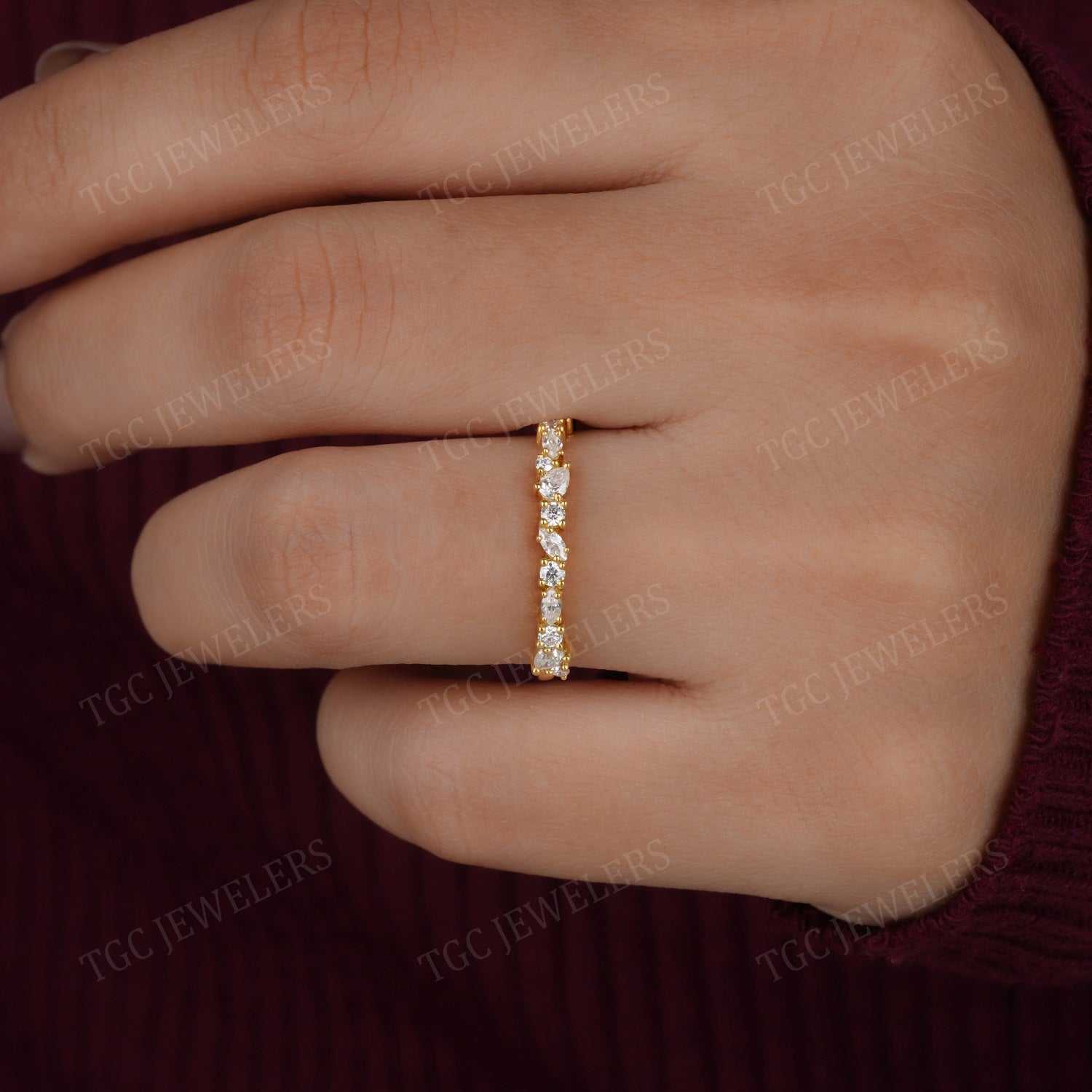 Vintage Marquise Shape Moissanite Stacking Band