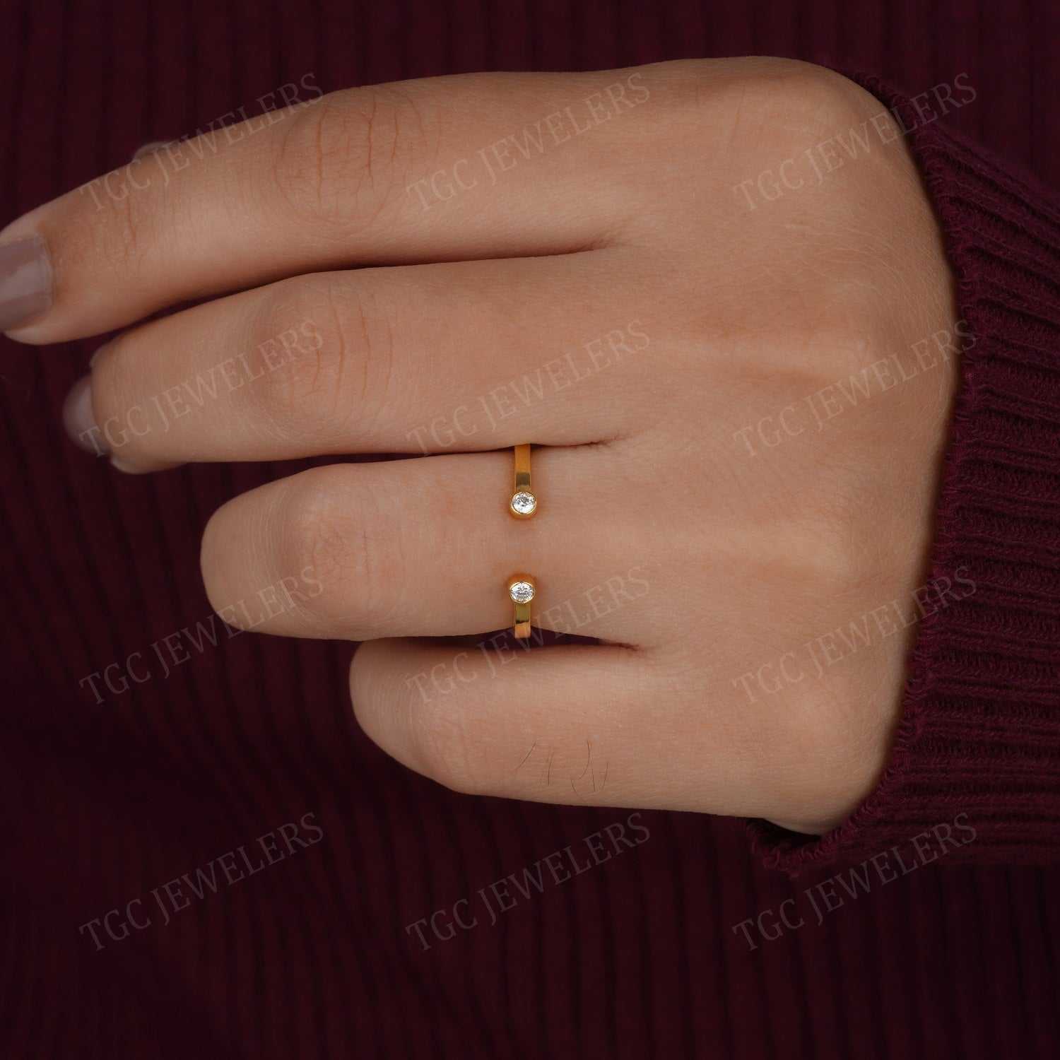 Two Stone Infinite Elements Round Shape Open Band Ring