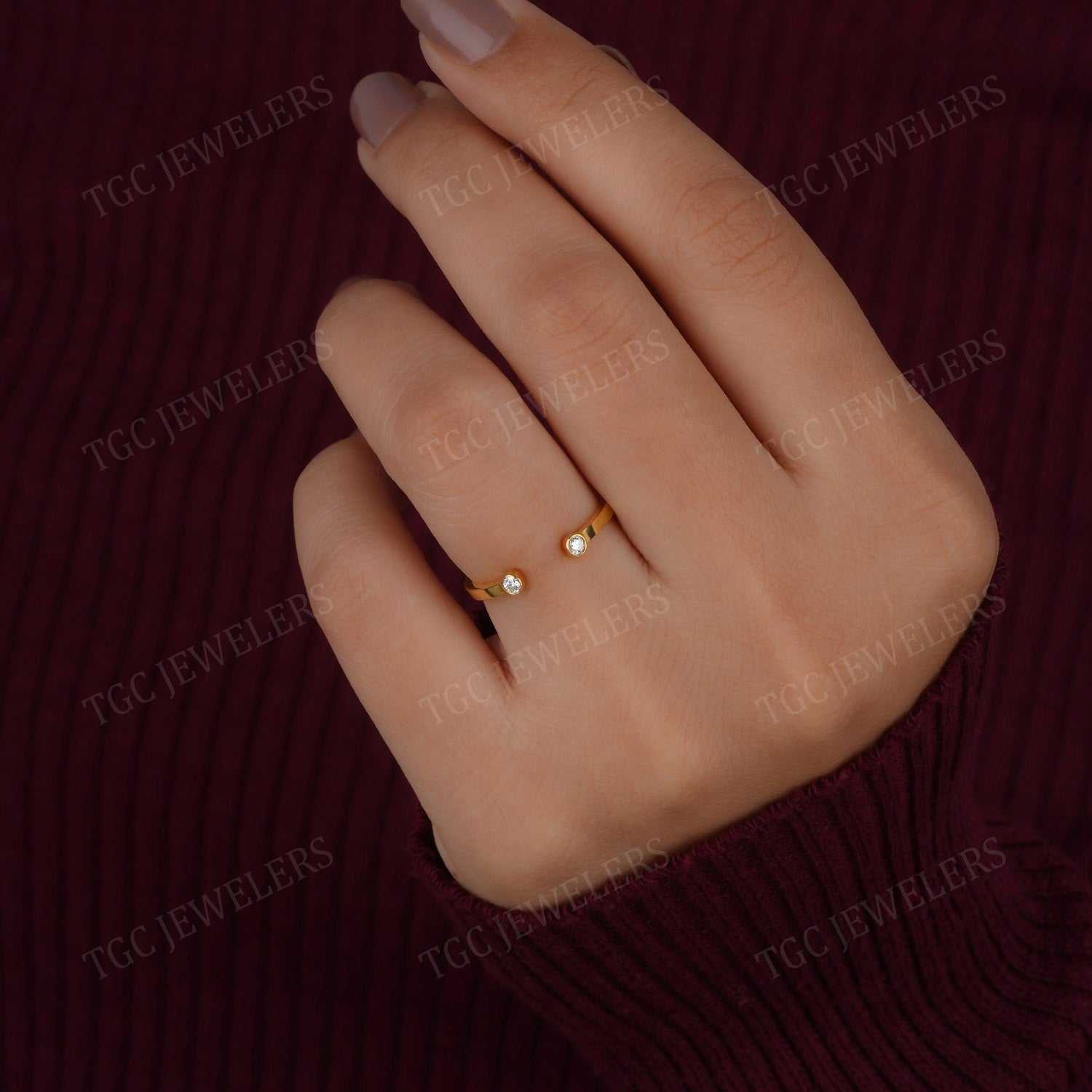 Two Stone Infinite Elements Round Shape Open Band Ring