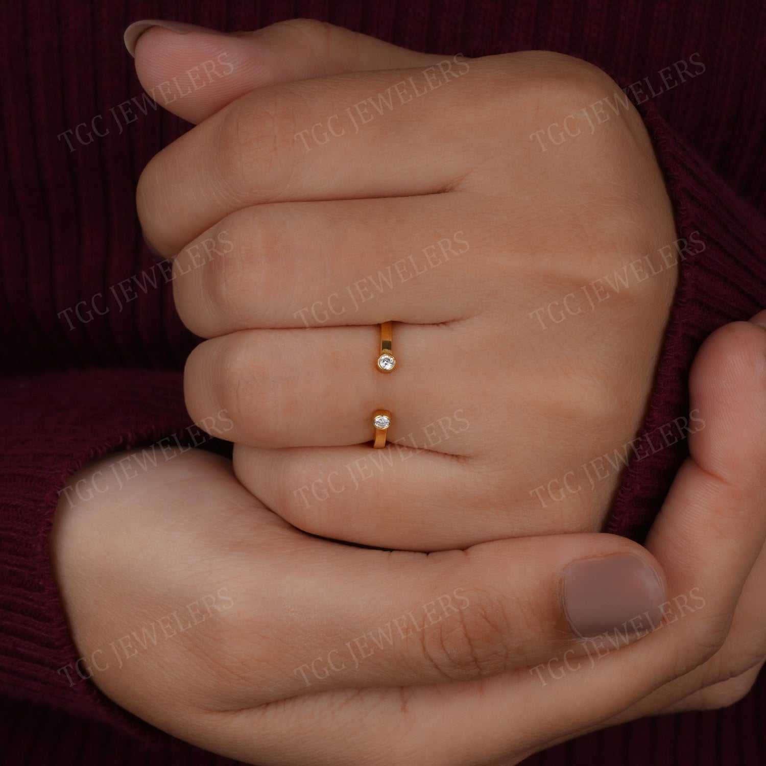 Two Stone Infinite Elements Round Shape Open Band Ring