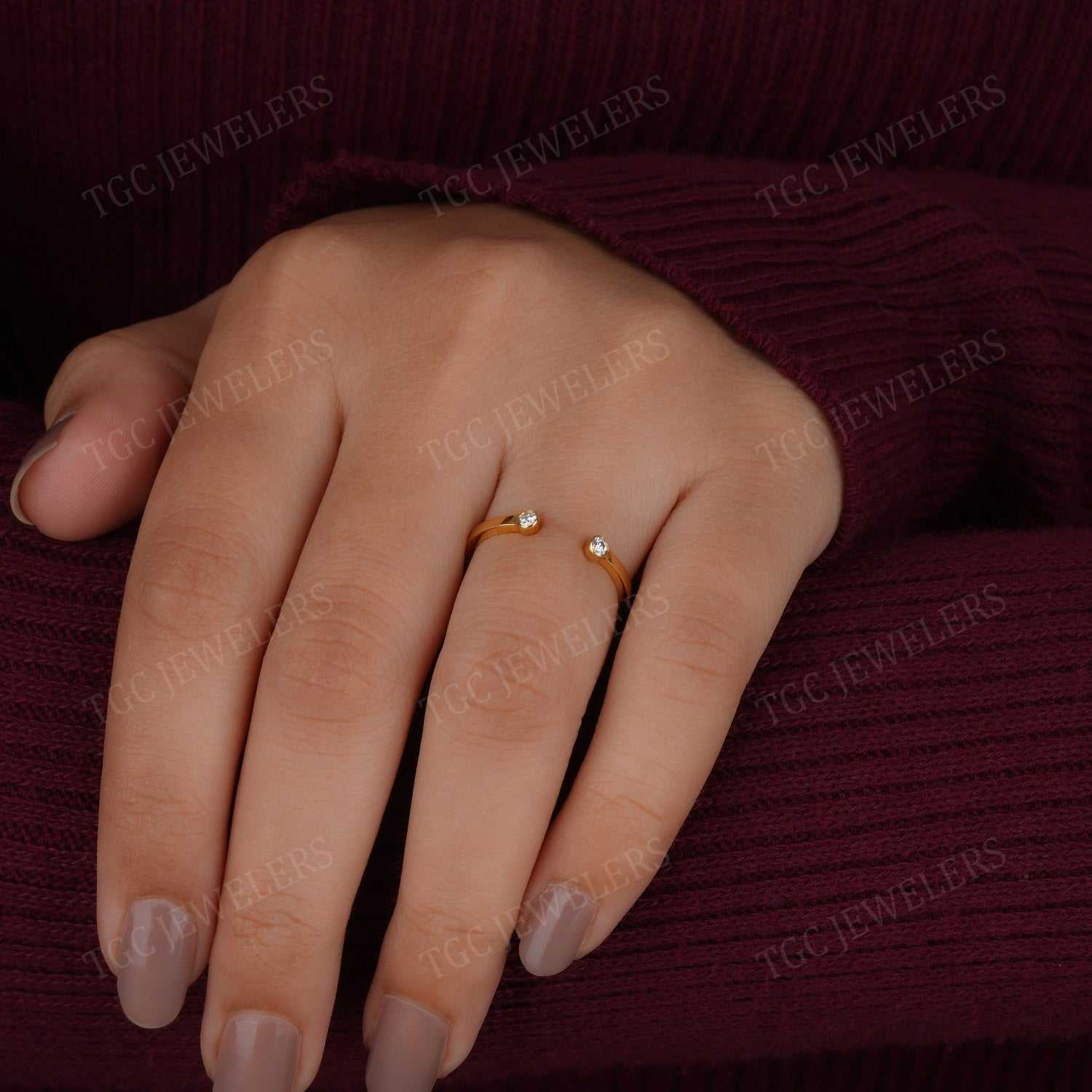 Two Stone Infinite Elements Round Shape Open Band Ring