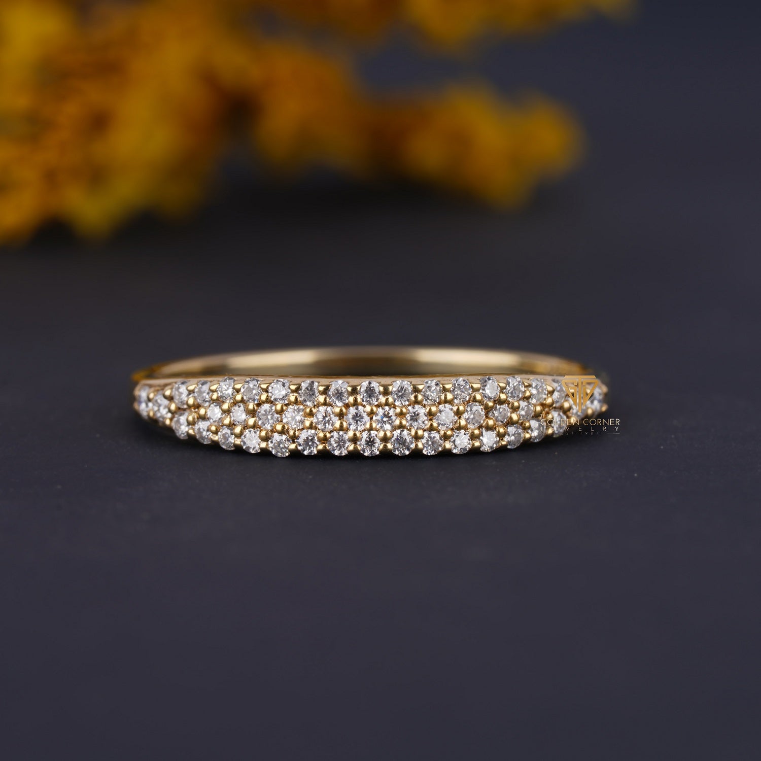 0.25 CT Rope Design Pave Moissanite Half Eternity Spirit Band