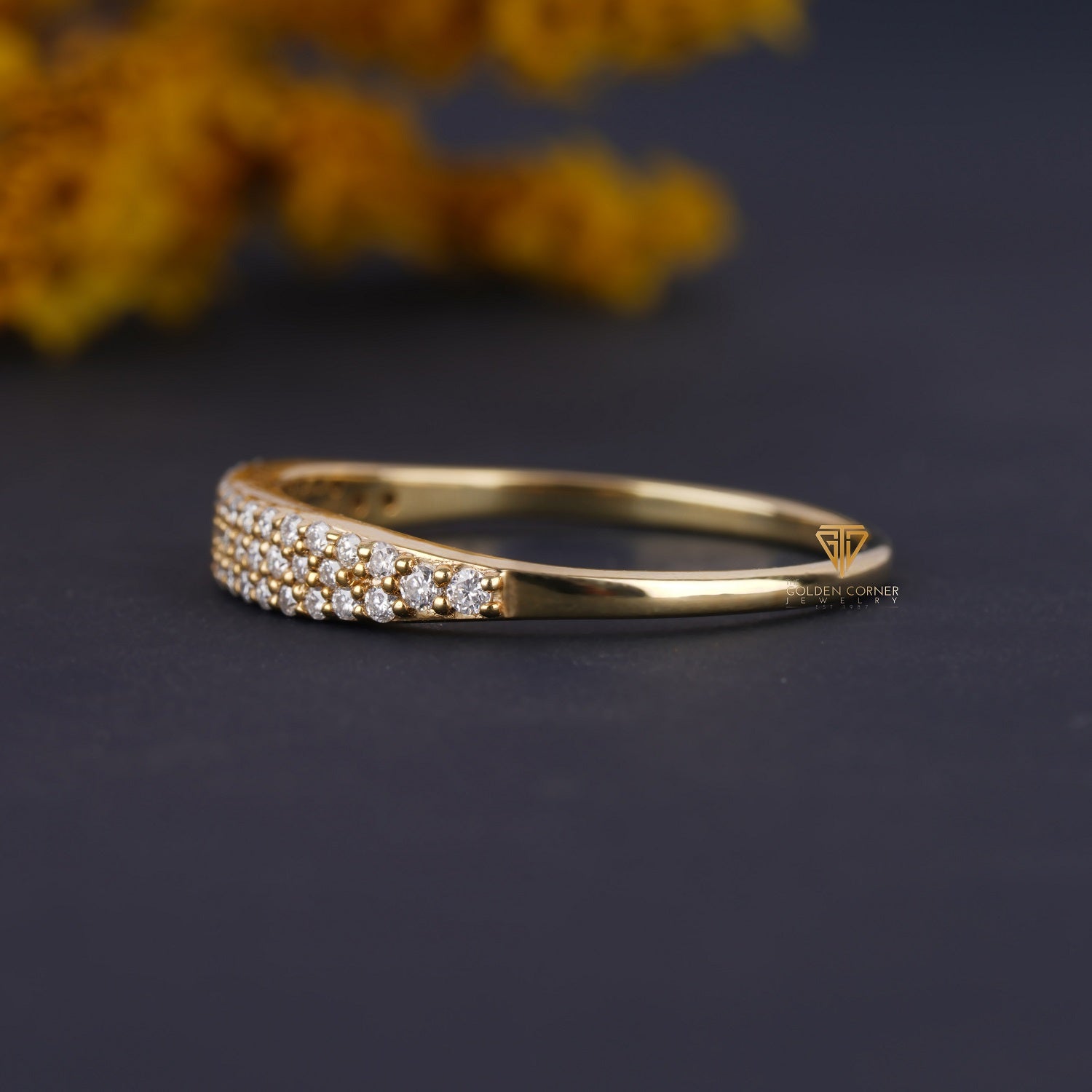 0.25 CT Rope Design Pave Moissanite Half Eternity Spirit Band