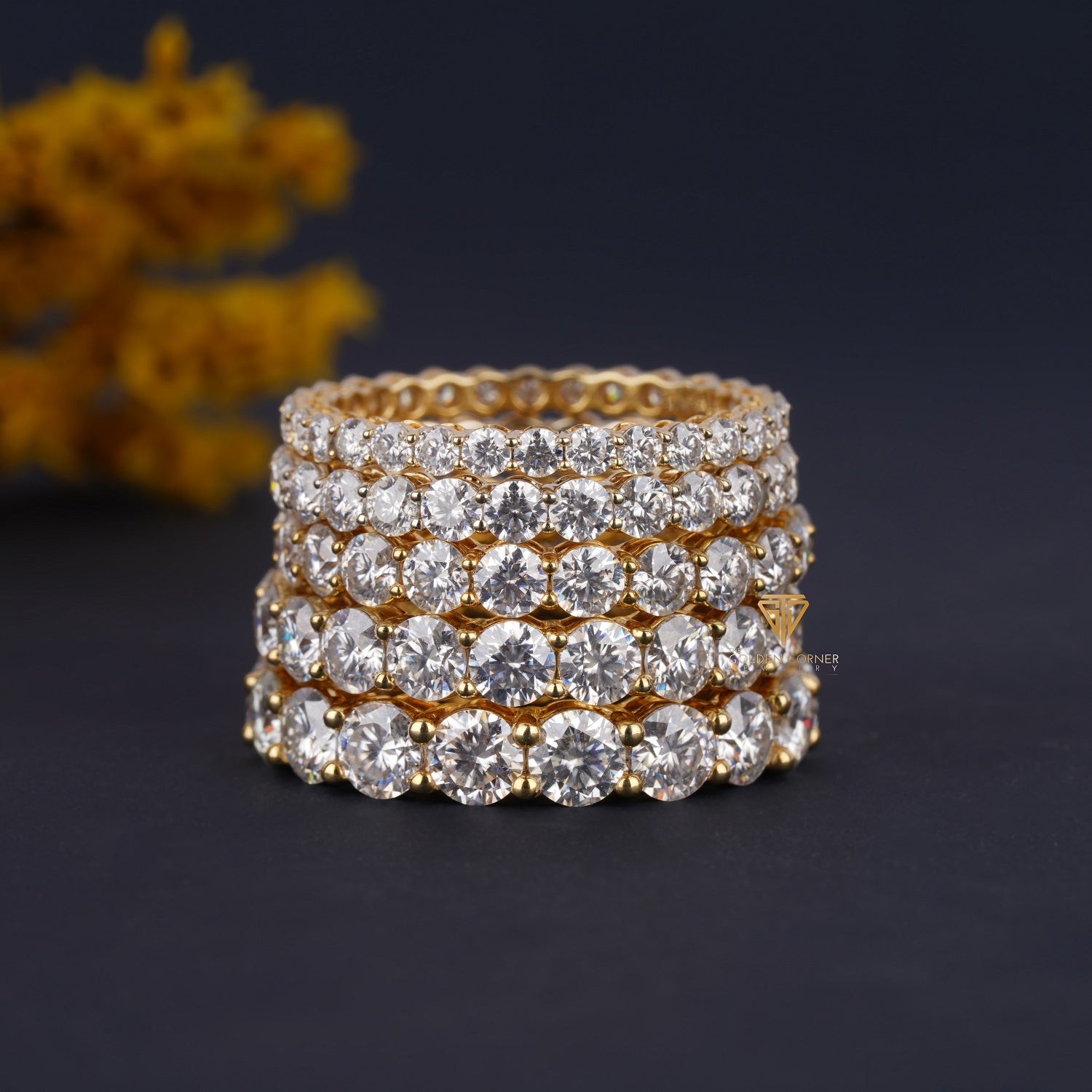 Art Deco Prong Setting Stack Moissanite Full Eternity Band