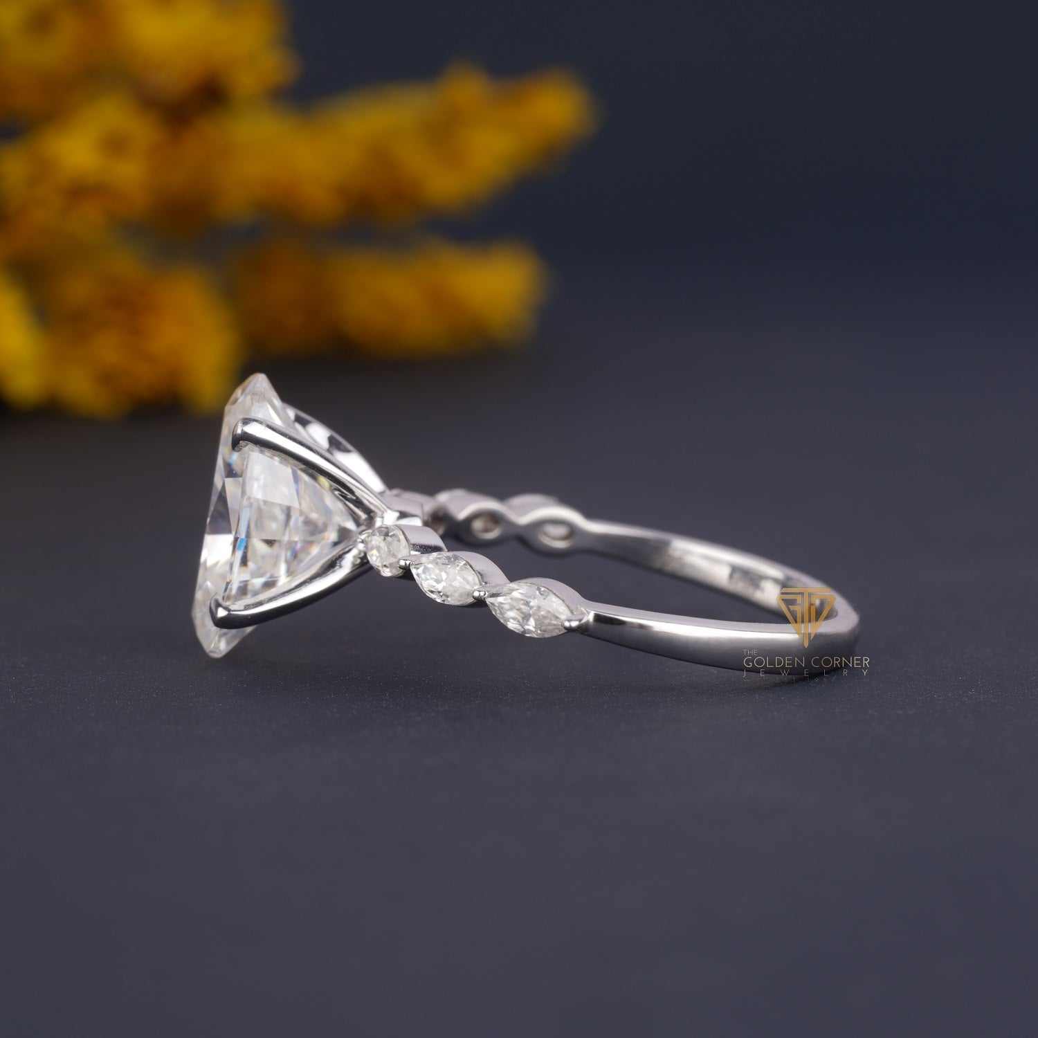 Shared Prong Oval & Marquise Shape Art Deco Moissanite Ring