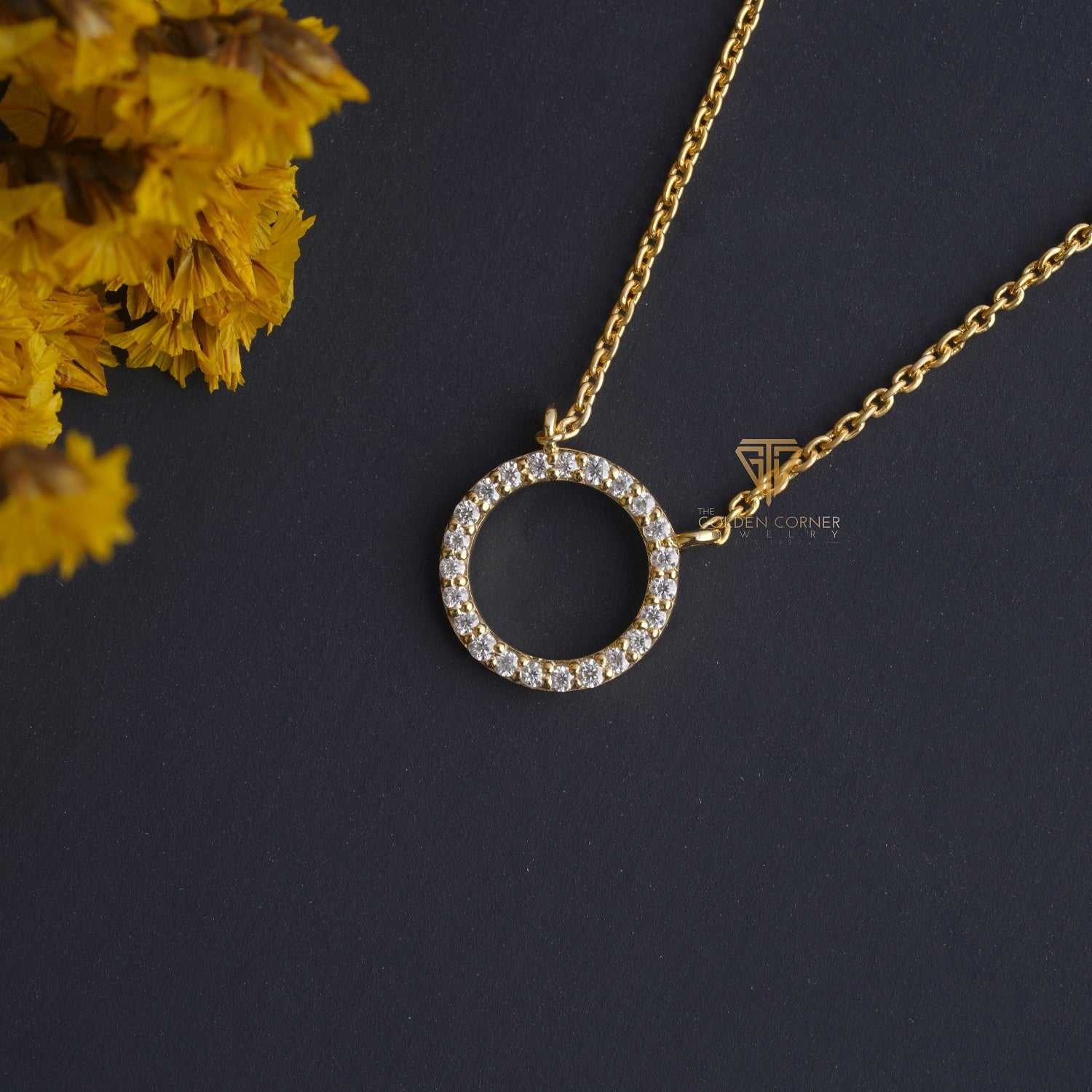 Open Circle Round Shape Moissanite Pendant Necklace