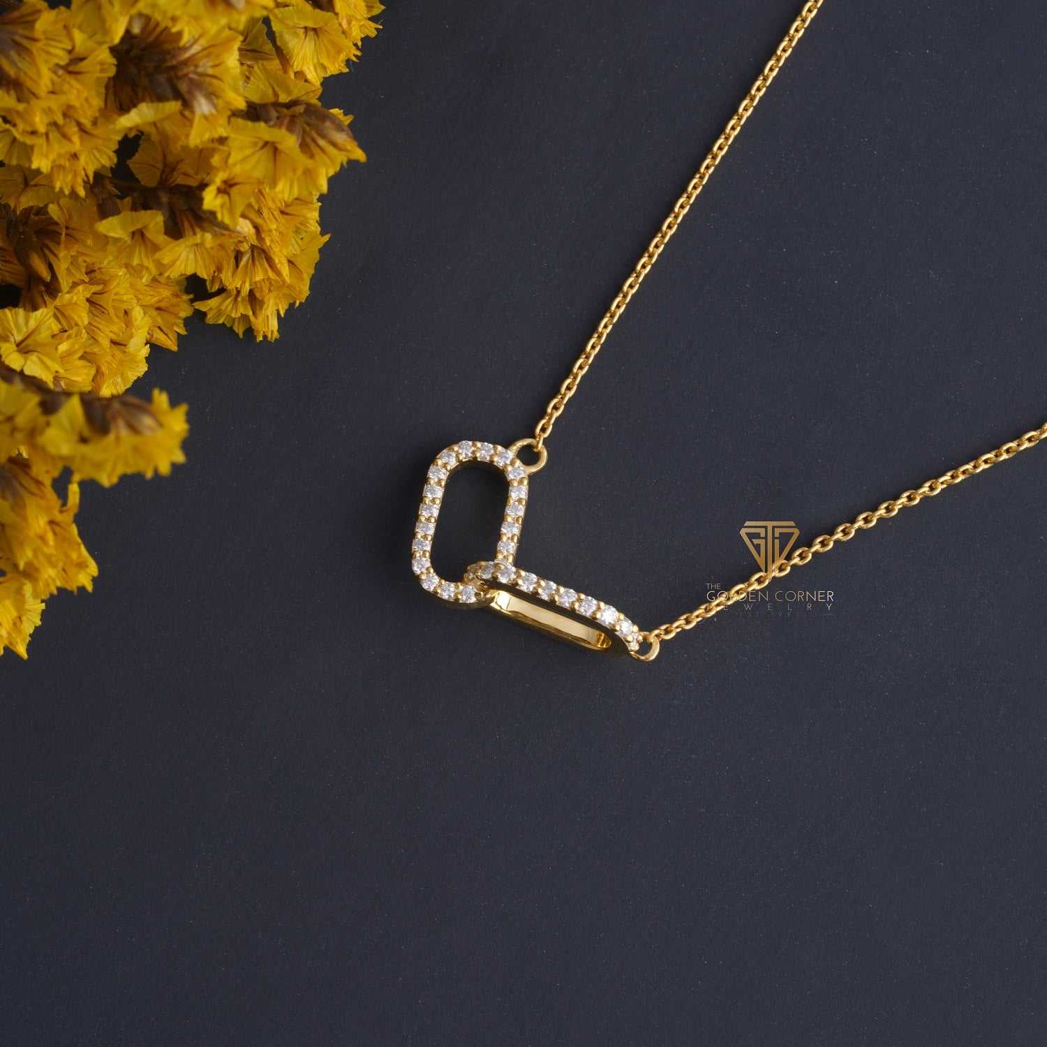 Pave Linked Round Shape Minimalist Pendant Necklace